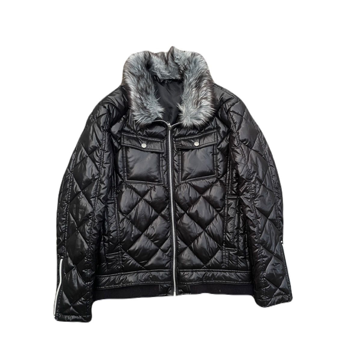2000s Japanese archive vkei fur zip up puffer jacket - www 