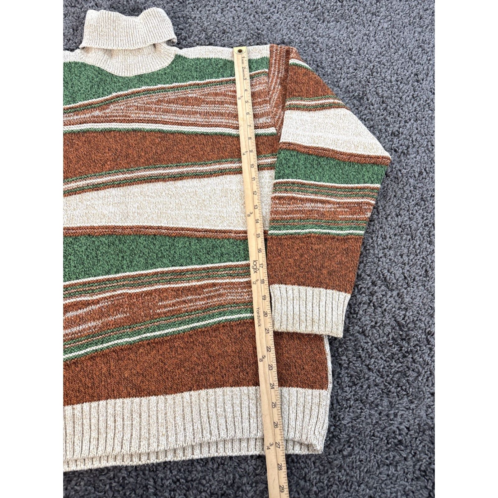 Coogi VINTAGE Kervan Sweater Cardigan Turtleneck Striped Lambswool XL Mens Ivory Abstract Style Size US XL / EU 56 / 4 - 2 Thumbnail
