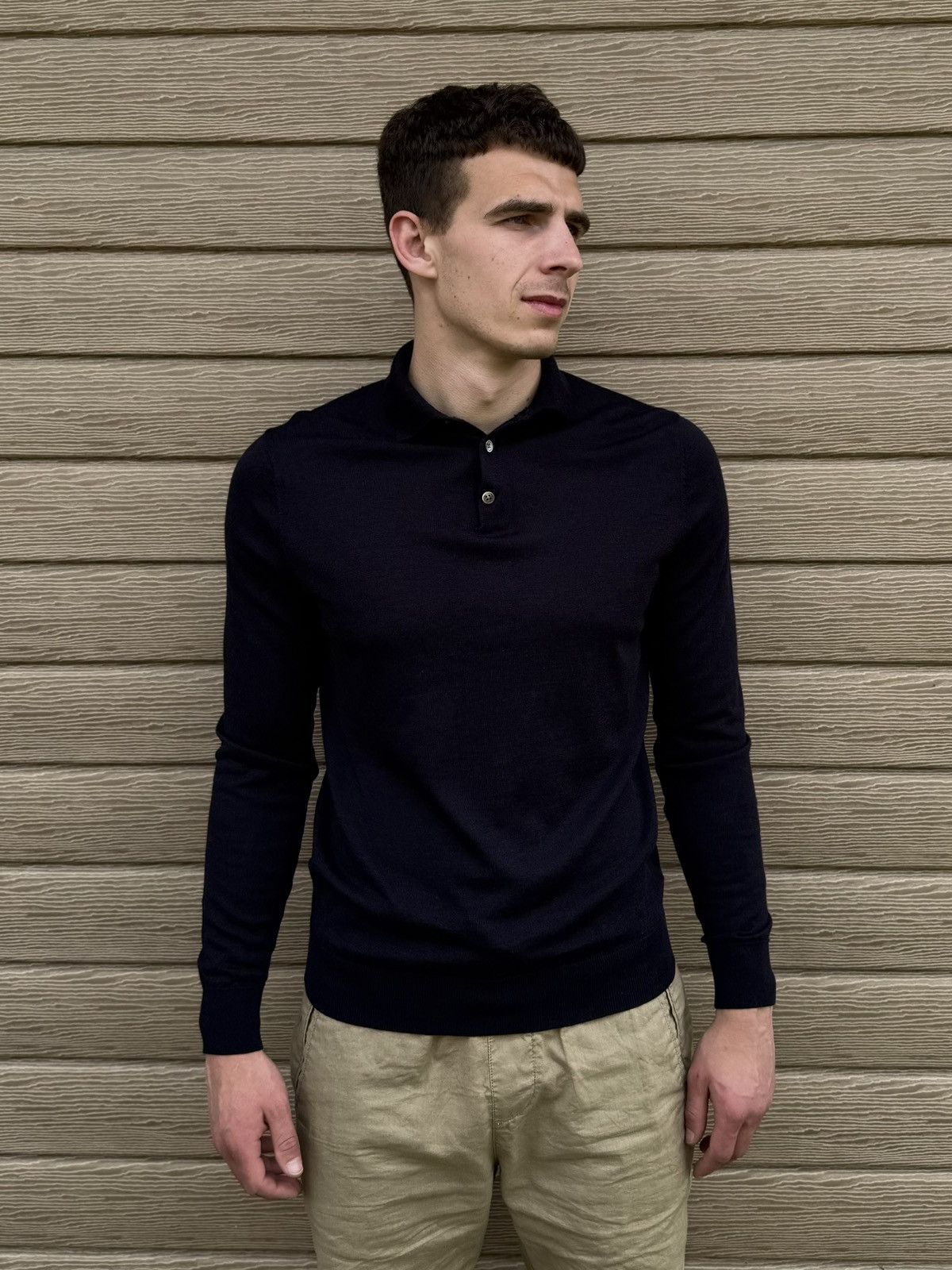 Suitsupply Suitsupply Merino Wool Polo Sweater M Fine Knit Long Sleeve Size US M / EU 48-50 / 2 - 2 Thumbnail