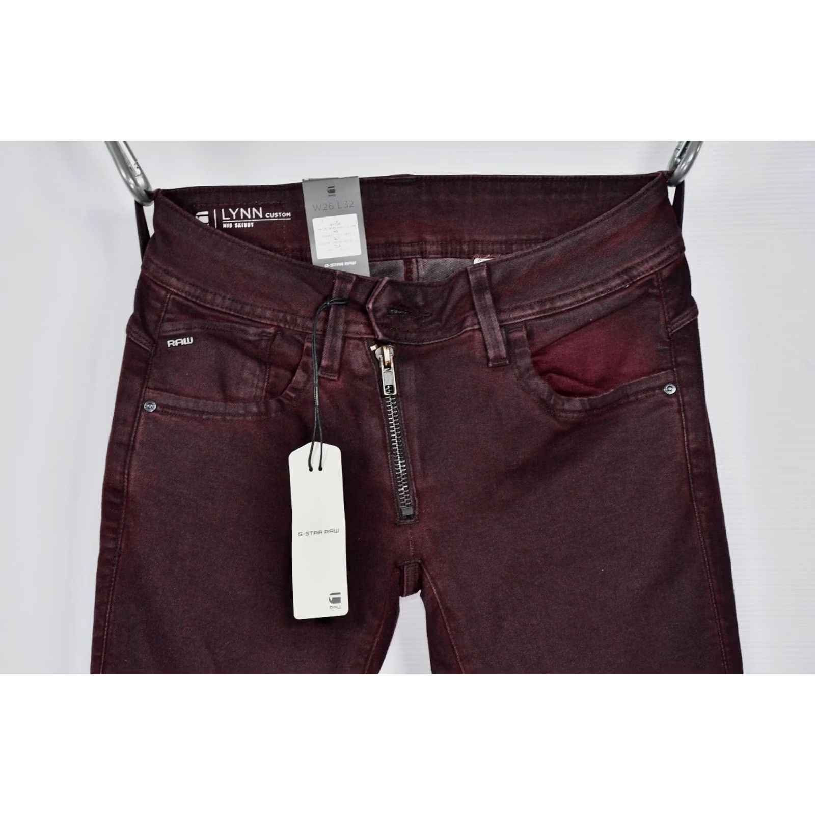 G-Star G-Star Lynn Custom Mid Skinny Pants WOMENS Merlot W26/L32 Skinny Front Flat Front Casual Vintage 90s Size 26" / US 2 / IT 38 - 2 Thumbnail