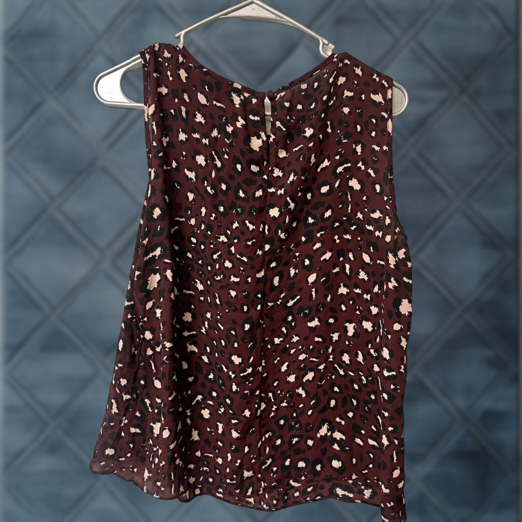 Apt. 9 Apt. 9 Maroon Animal Patterned Sleeveless Top Large Round Neck Sleeveless Blouse Women L Size L / US 10 / IT 46 - 1 Thumbnail