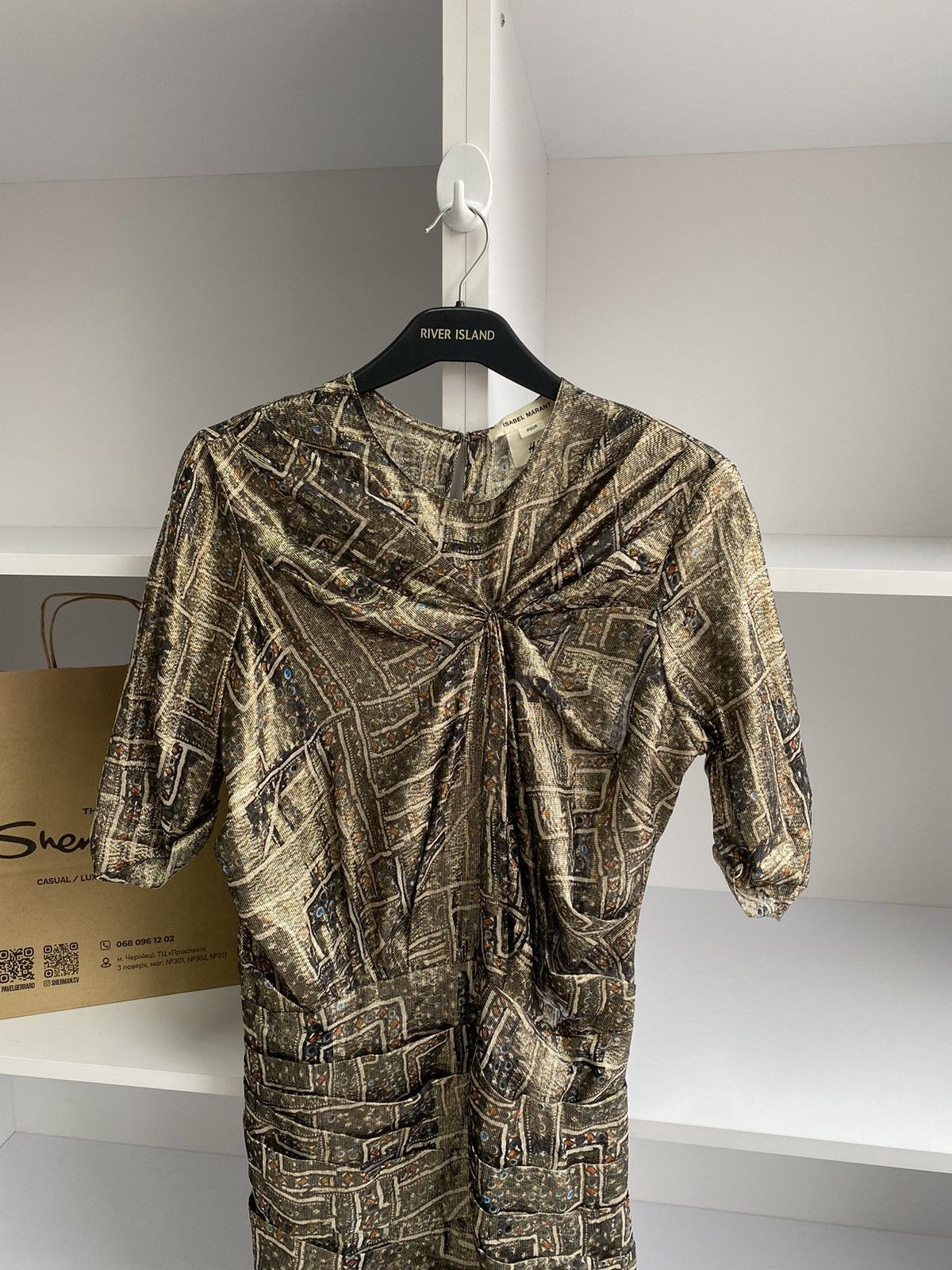 H&M × Isabel Marant × Vintage Isabel Marant For H&M Gold Silk Mini Dress Size XS / US 0-2 / IT 36-38 - 6 Thumbnail