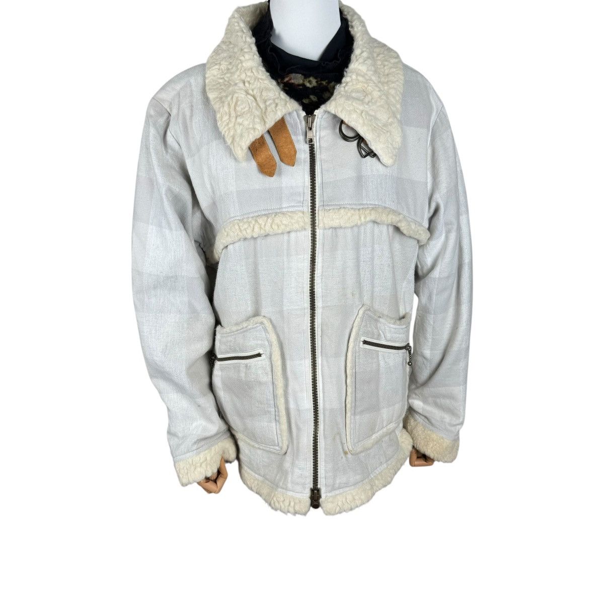 Japanese Brand ☀️BURNOUT STRIPED SHERPA WINTER JACKET Size US L / EU 52-54 / 3 - 1 Thumbnail