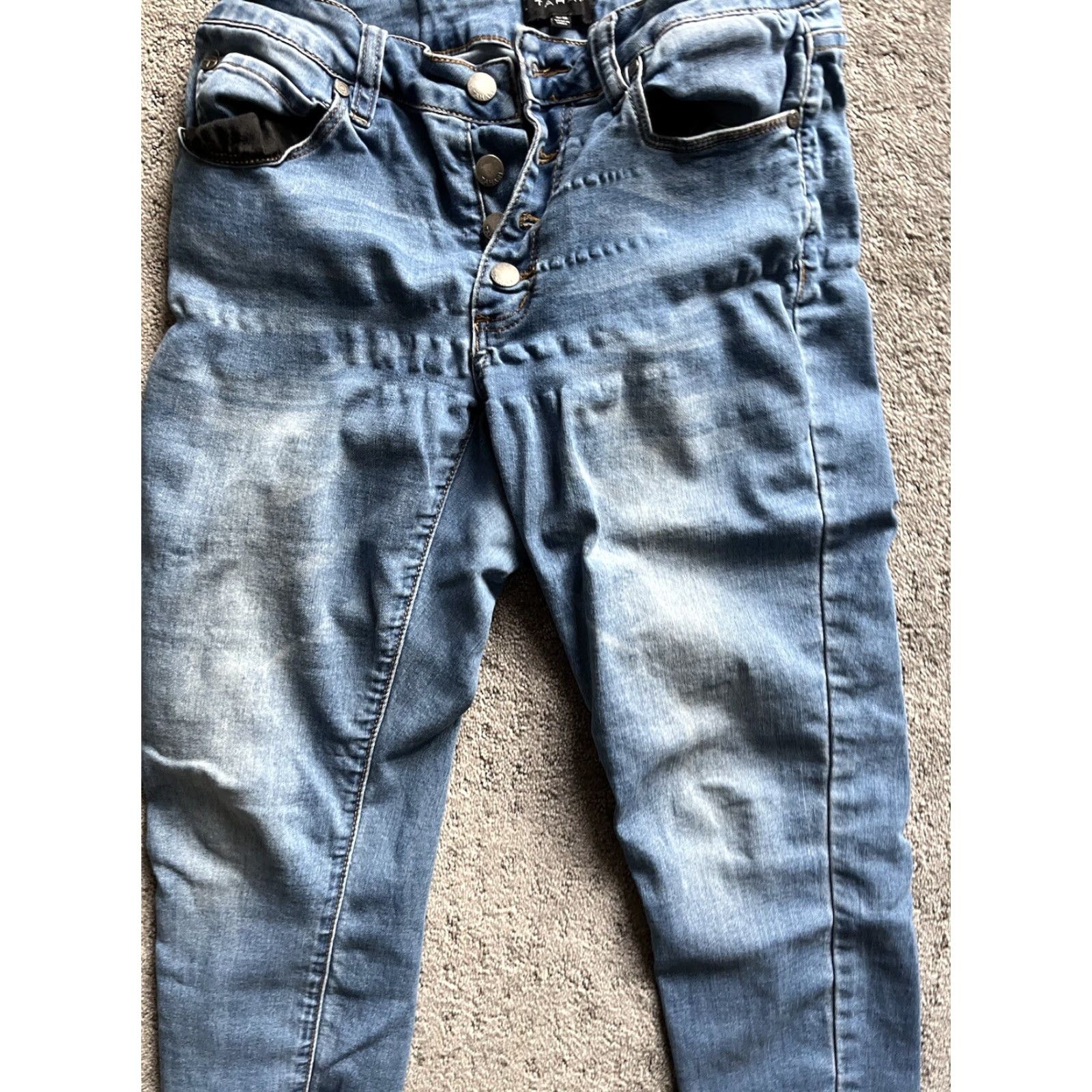 Vintage Tahari Amelia Buttonfly Skinny Jeans Women's Size 6/28 Blue Medium Wash Size 28" / US 6 / IT 42 - 2 Thumbnail