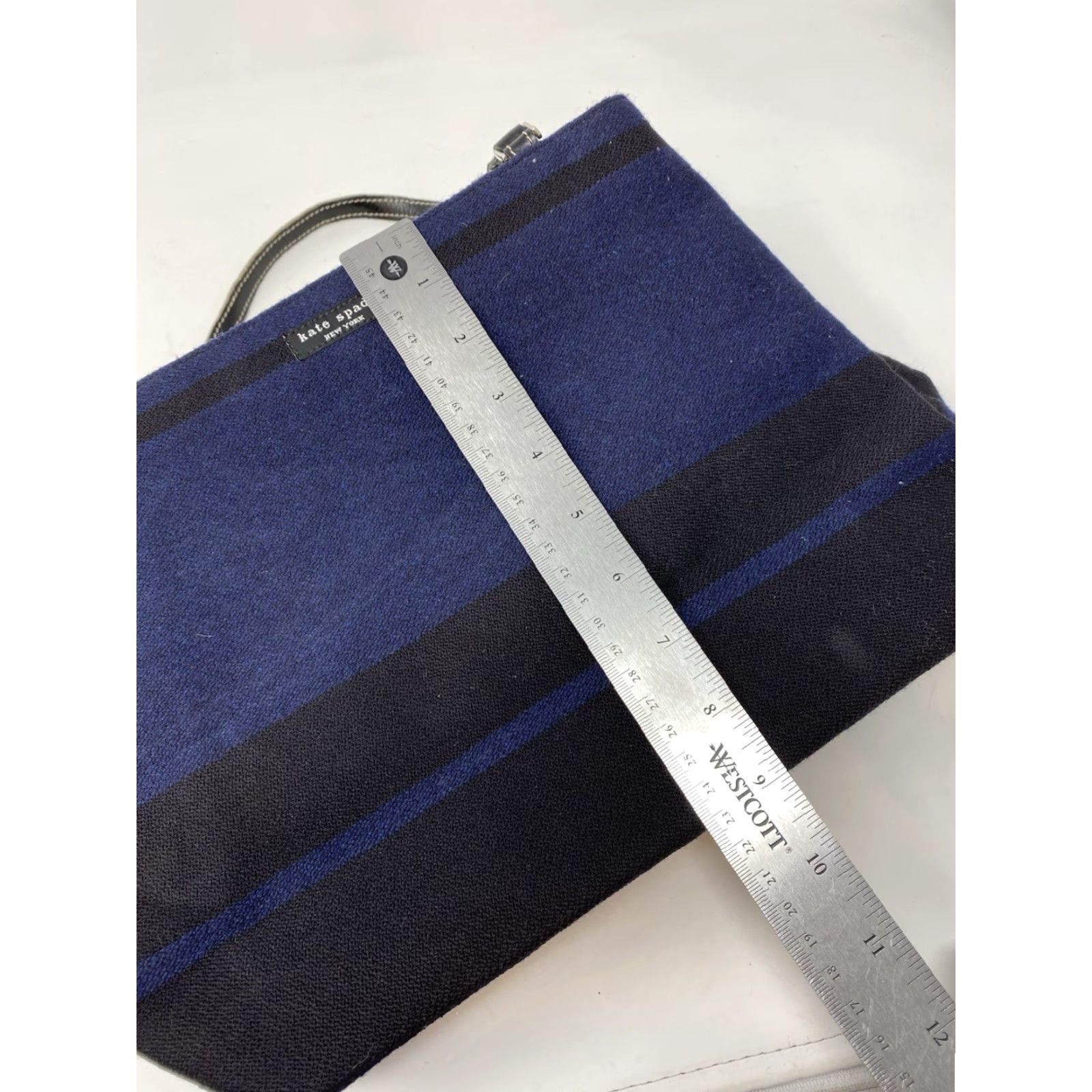 Vintage VINTAGE Kate Spade Handbag Wool Leather Blue Tote Bag Purse Made in Italy Y2K Size ONE SIZE - 7 Thumbnail
