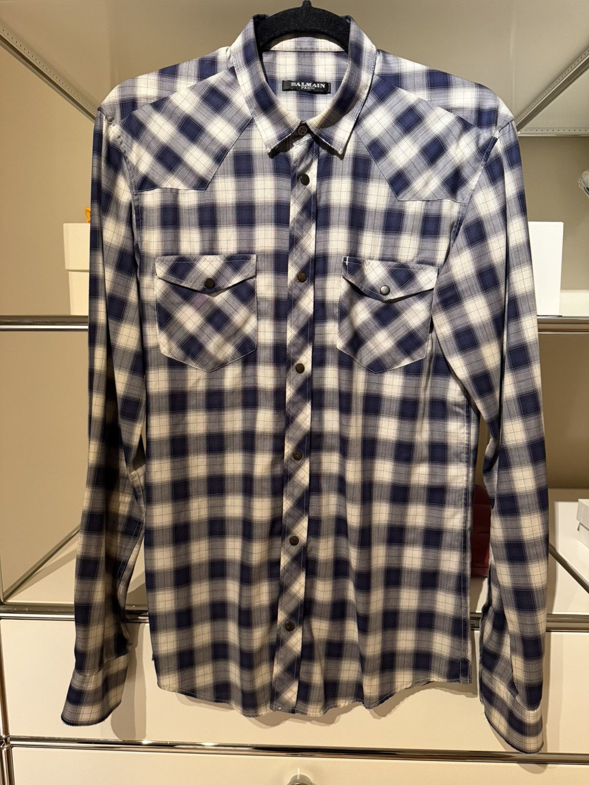 Balmain Decarnin era Balmain Plaid Shirt Size US S / EU 44-46 / 1 - 1 Thumbnail