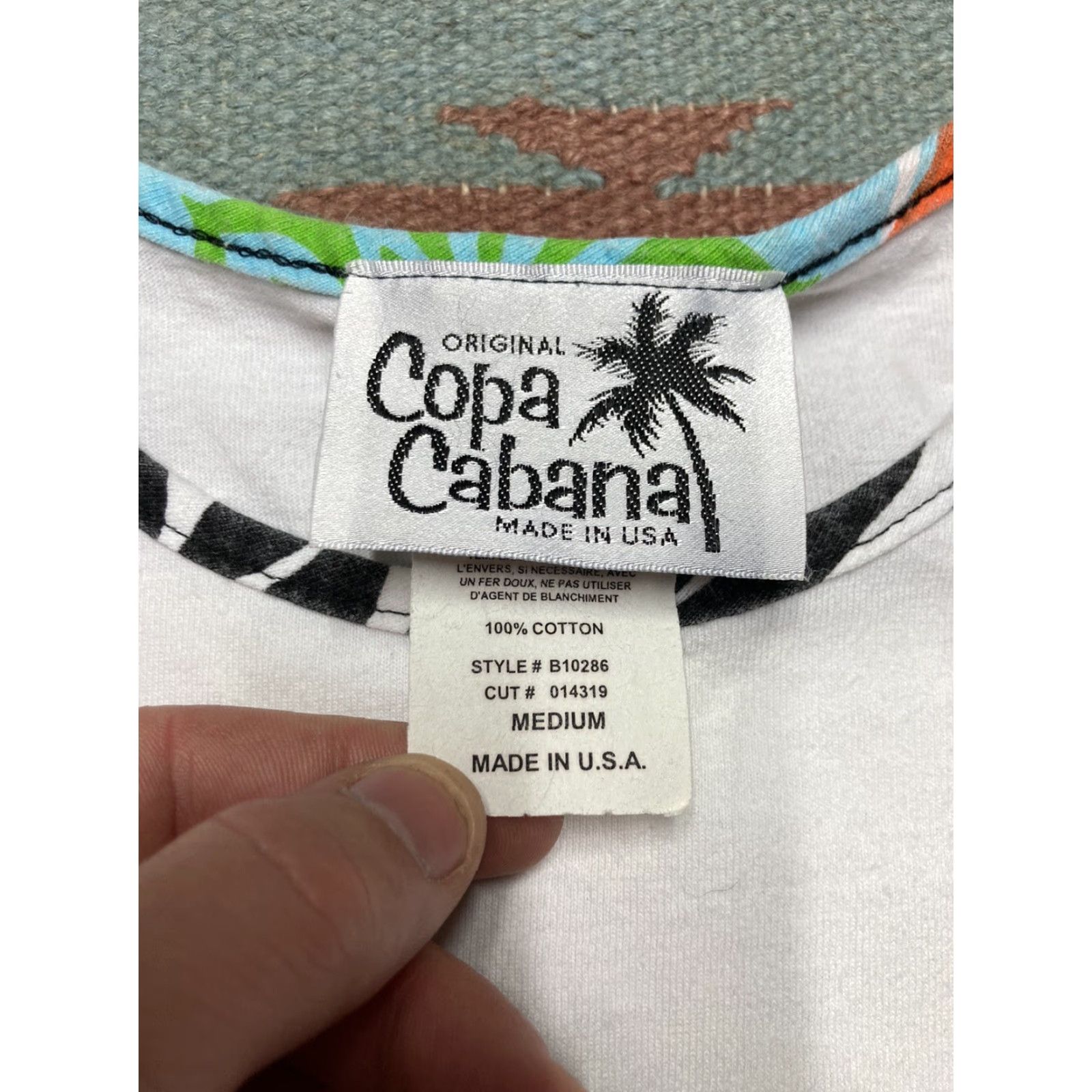Vintage VINTAGE 90s Tank Top Floral Beach Palm Trees Made in USA Cotton Medium Zebra Men M White Shirt Size US M / EU 48-50 / 2 - 5 Thumbnail