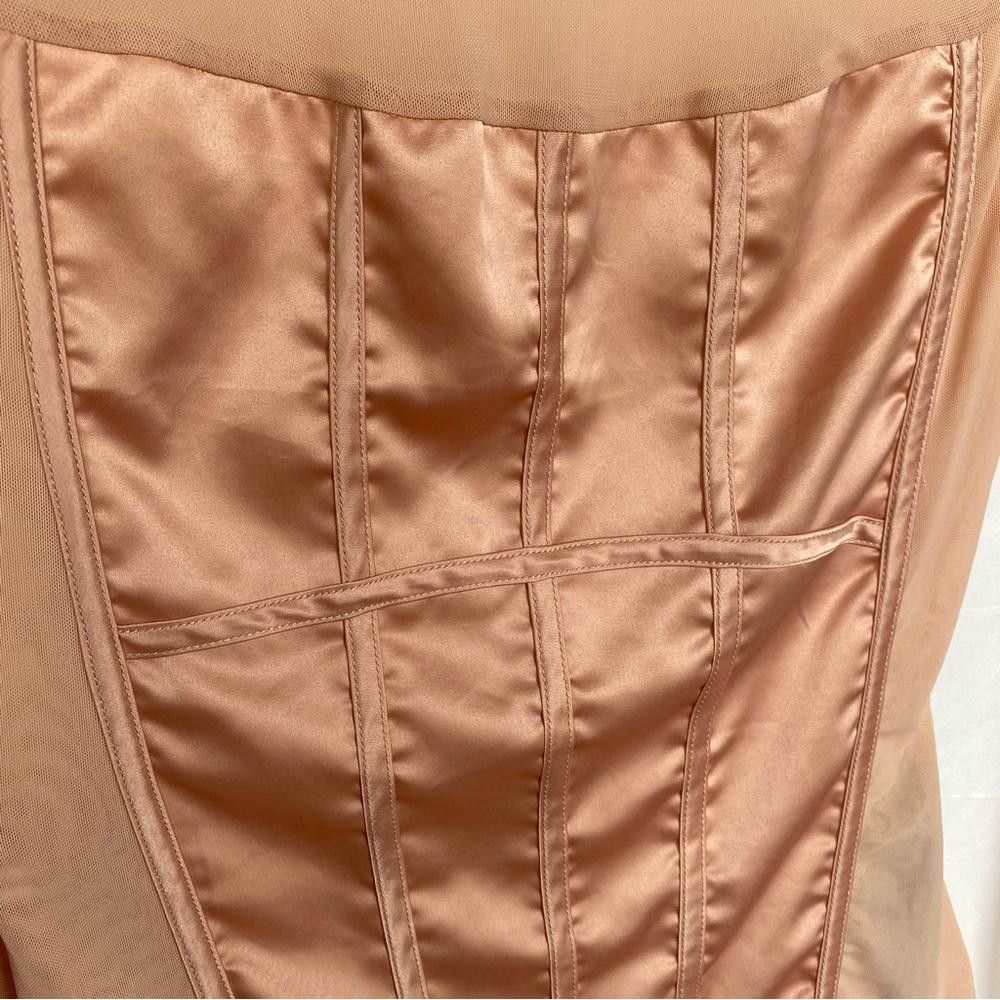 Designer GUESS Satin Mesh Mock Neck Long Sleeve Bodysuit Peach Size M / US 6-8 / IT 42-44 - 7 Thumbnail