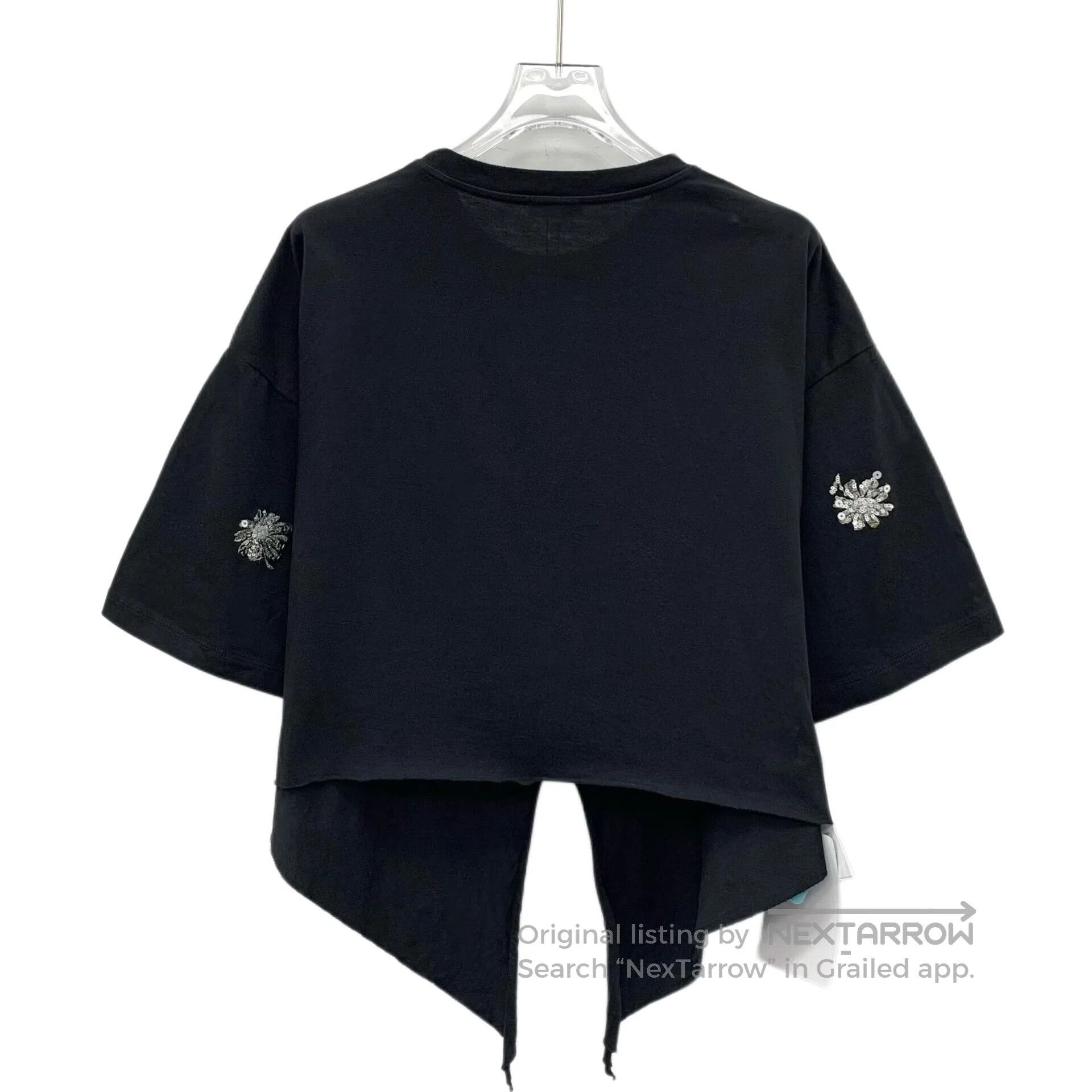 Miu Miu Miu Miu Black floral sequin cotton round neck short sleeve Size S / US 4 / IT 40 - 2 Thumbnail