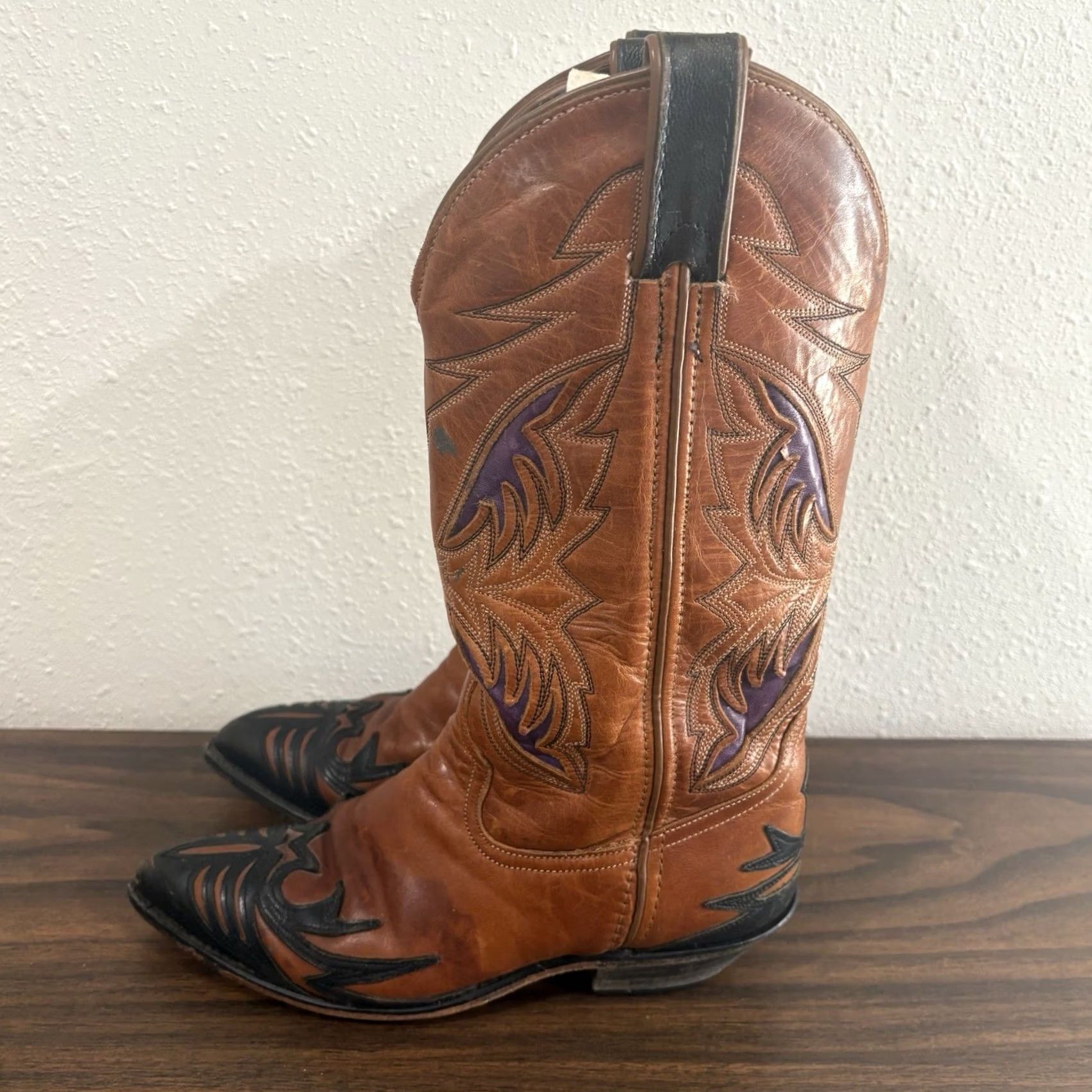 Vintage VINTAGE Code West Boots Womens 6M Cognac Purple Leather Cowboy Wingtip Size US 6 / IT 36 - 5 Thumbnail