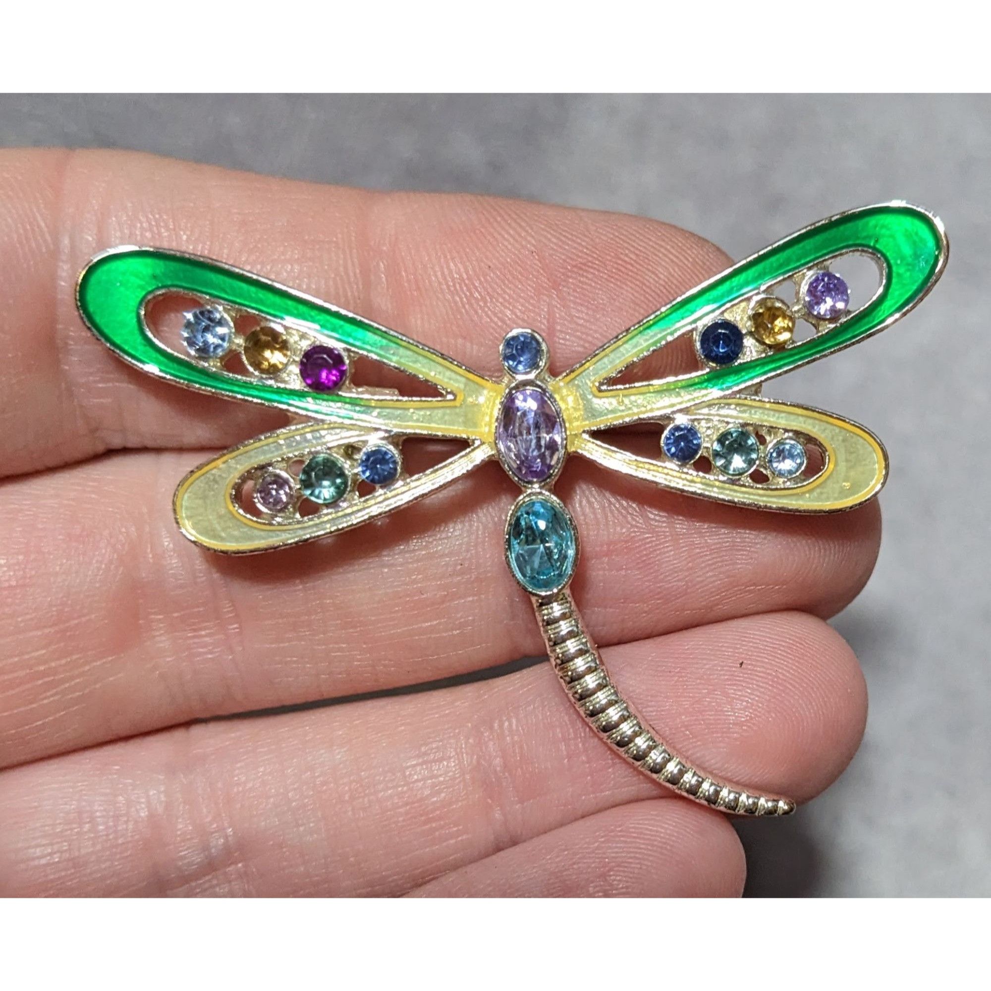 Other Rainbow Rhinestone Enamel Dragonfly Brooch Size ONE SIZE - 5 Thumbnail