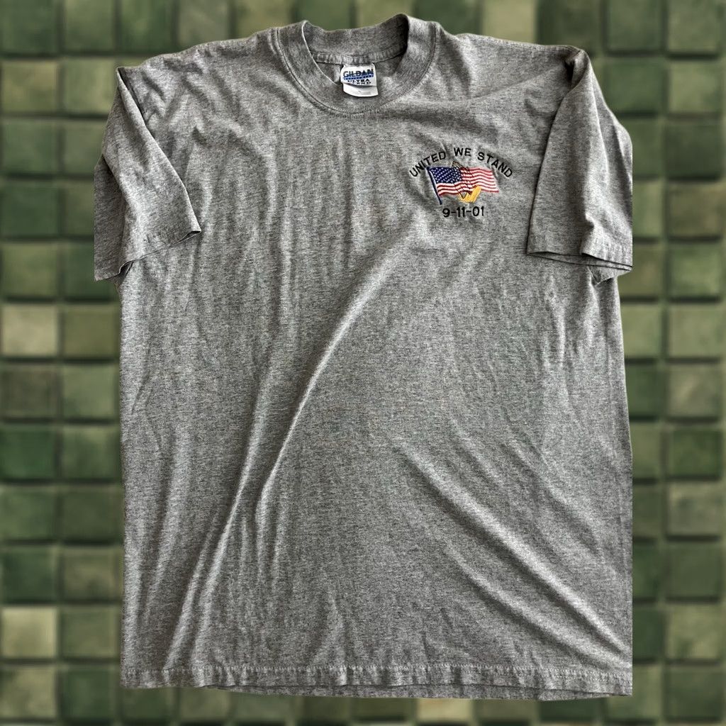Gildan VINTAGE Gildan Shirt Mens XL Gray United Stand September 11th Embroidered Ultra Blend Y2K Size US XL / EU 56 / 4 - 1 Thumbnail