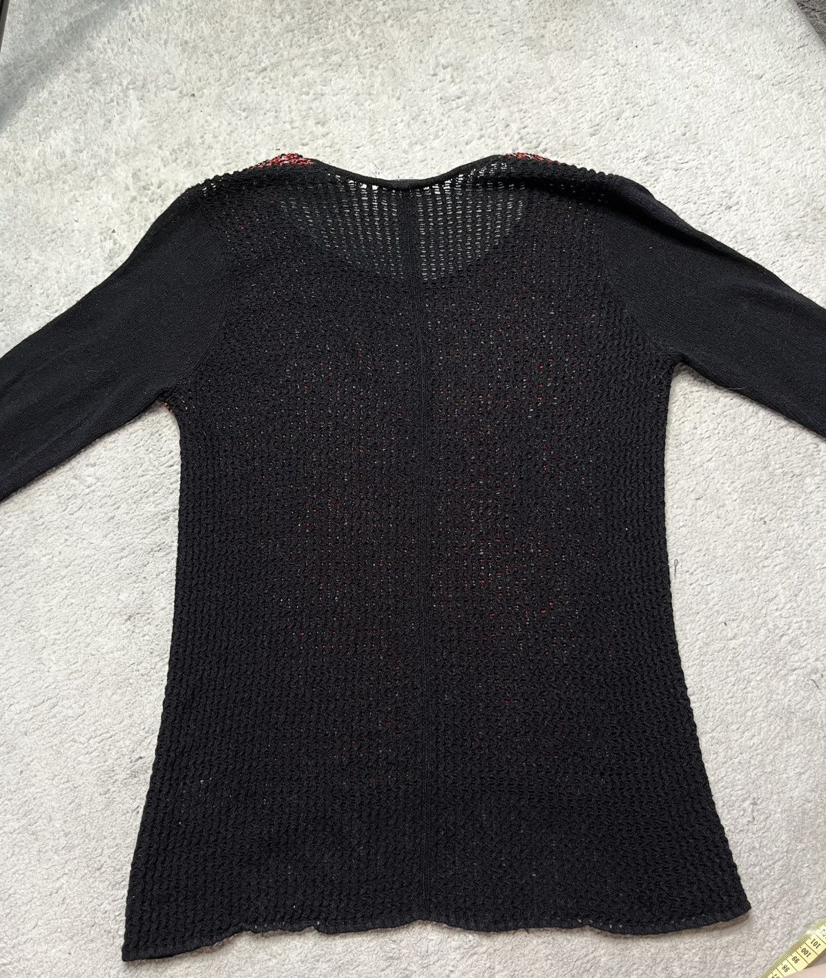 Helmut Lang Vintage Red Black sweater thin, transparent Helmut Lang Size M / US 6-8 / IT 42-44 - 7 Thumbnail