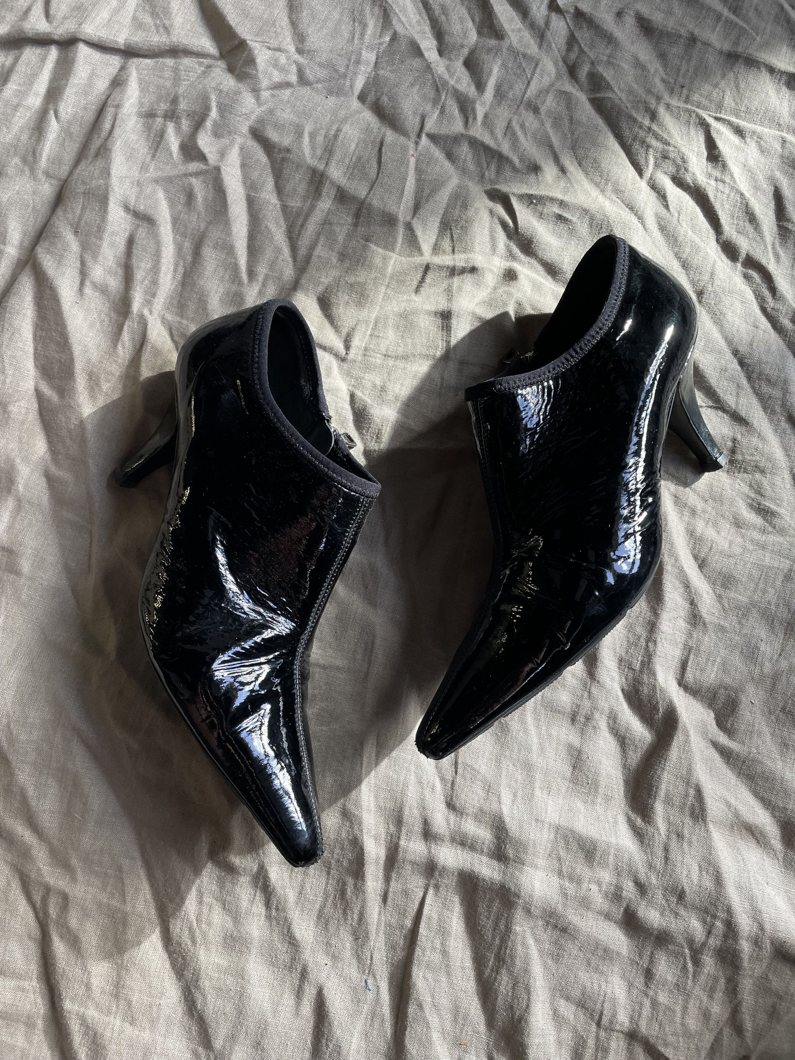 Prada Prada Patent Leather Pointed Toe Heel Low Boots 7807AC Size US 7.5 / IT 37.5 - 4 Thumbnail