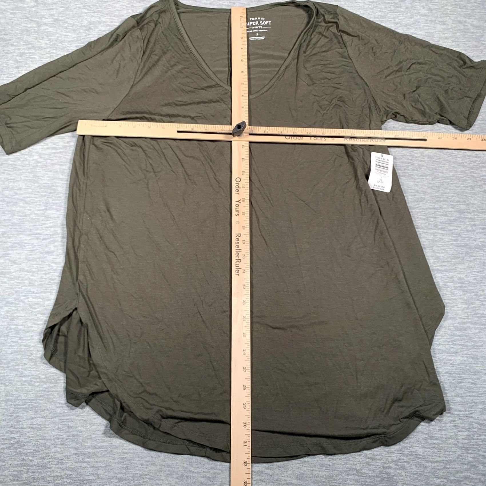 Torrid Torrid Shirt Womens 3X Olive Green Super Soft V Neck Tunic Top Plus Size 22-24 Size XXL / US 16-18 / IT 52-54 - 6 Thumbnail