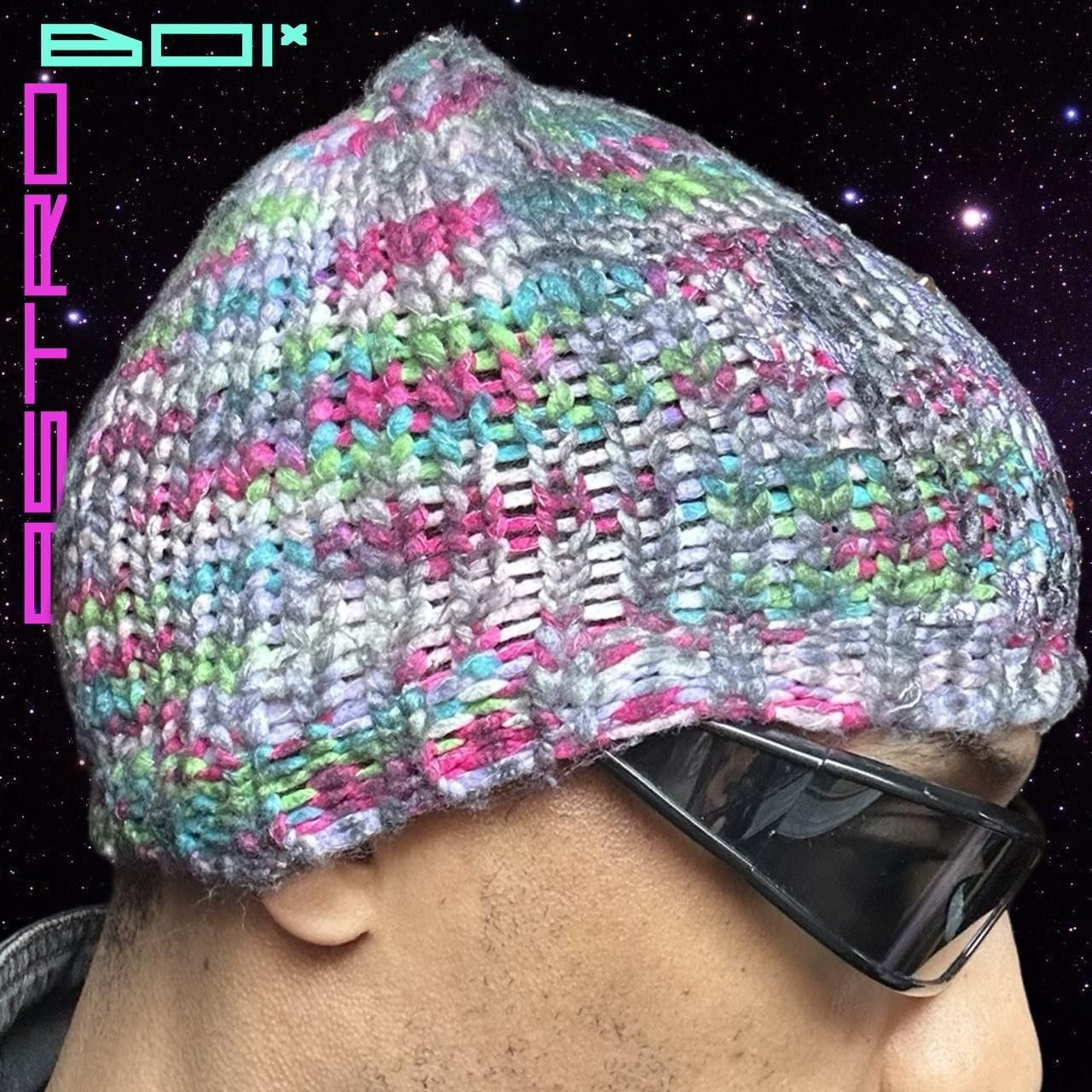 Other ASTROBOI* Pink Multicolored Knit Rhinestone Beanie Size ONE SIZE - 4 Thumbnail