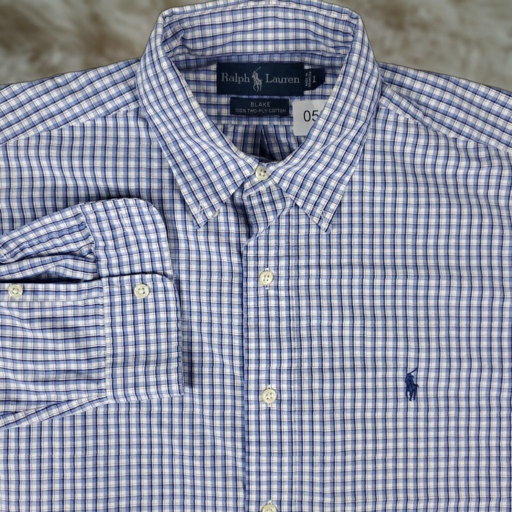 Ralph Lauren Ralph Lauren Plaid Button-Up Shirt Mens Large Blue Long Sleeve Casual Modern Size US L / EU 52-54 / 3 - 1 Thumbnail