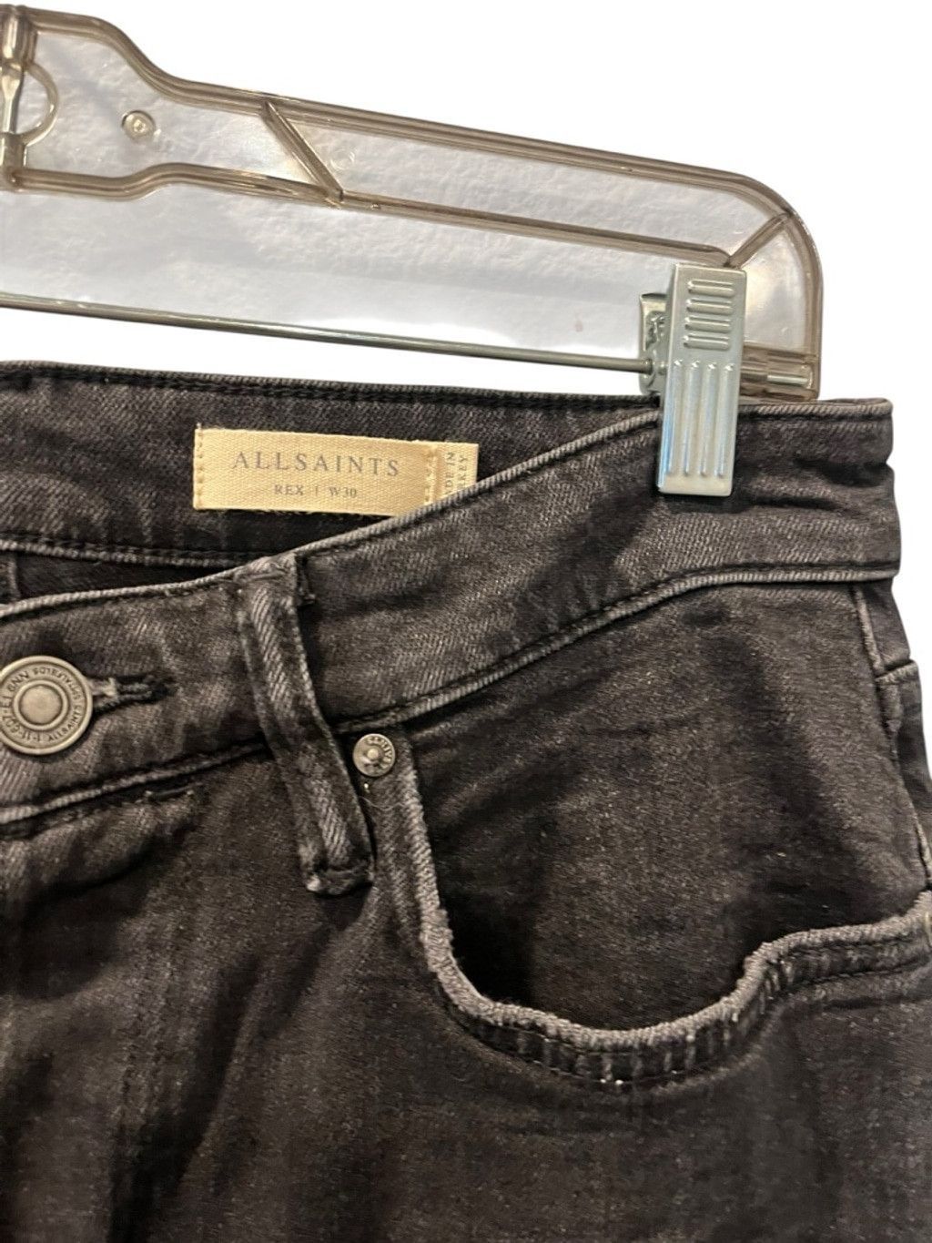 Allsaints AllSaints Rex Button Fly Black Jeans Men's Size 30x29 Size US 30 / EU 46 - 4 Thumbnail