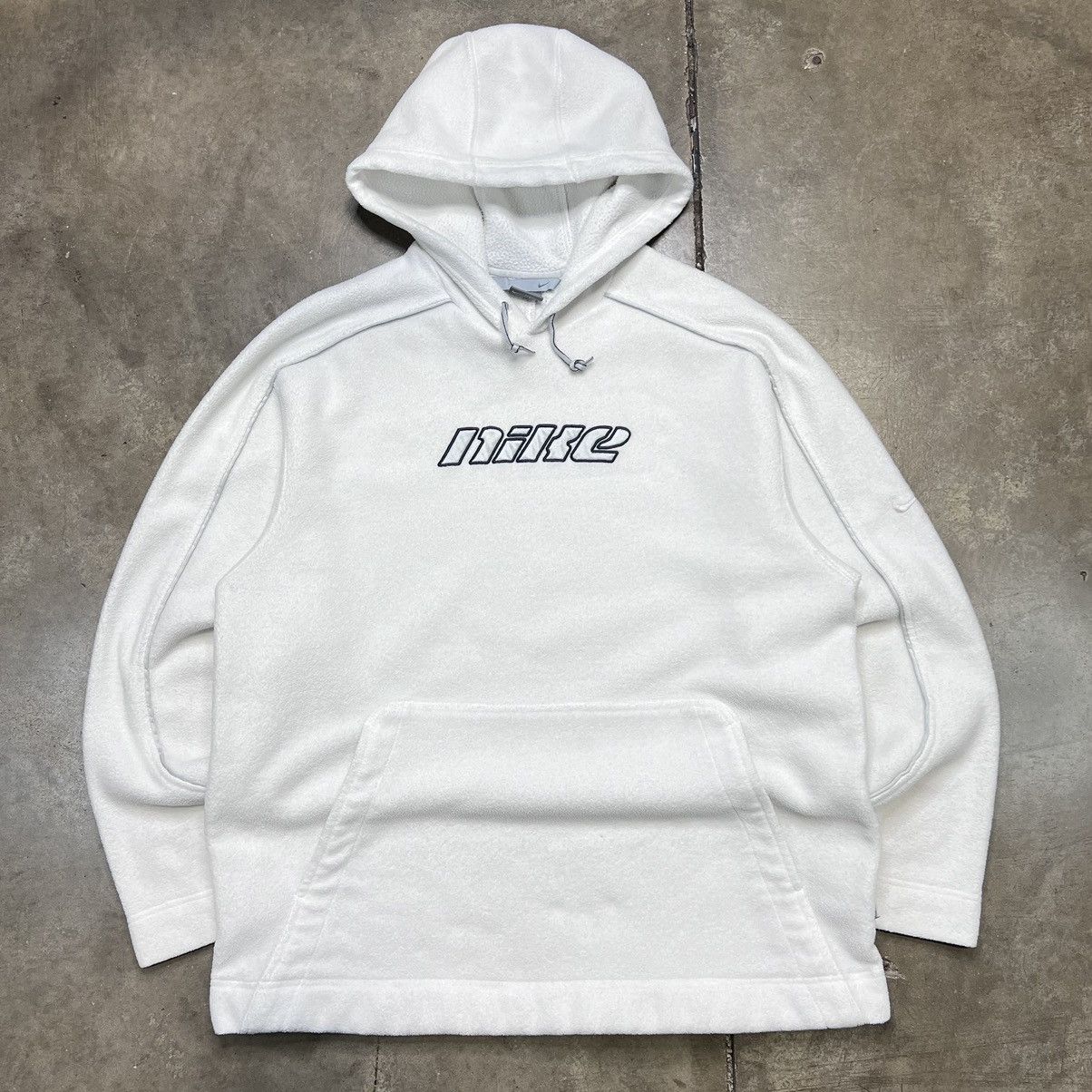 image of 00S Y2K Nike Fleece Gorpcore Sweatshirt Hoodie in White, Men's (Size Medium)