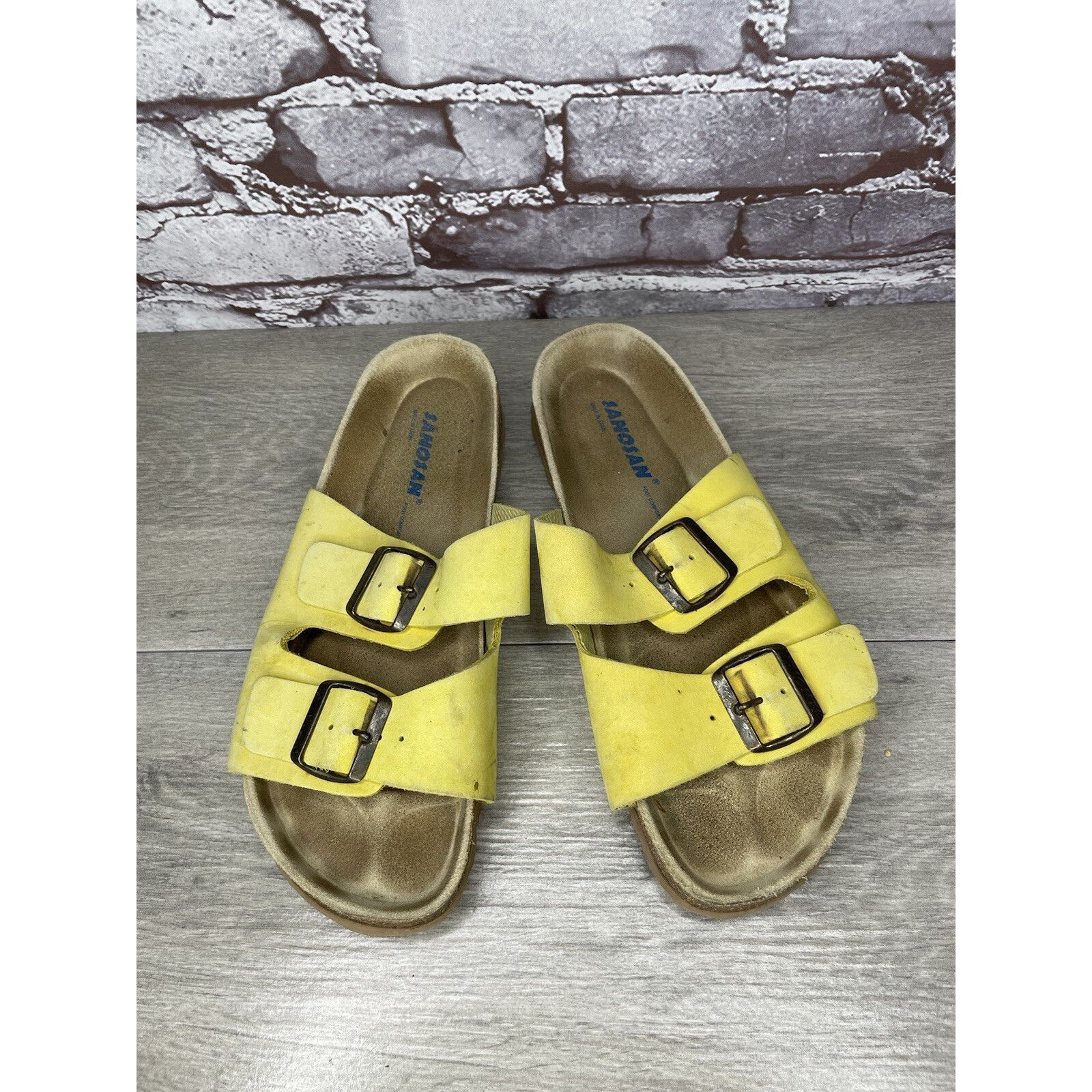 Other Sanosan Yellow Leather Arizona Slides Casual Cork Sandals Wo Size US 9.5 / IT 39.5 - 3 Thumbnail