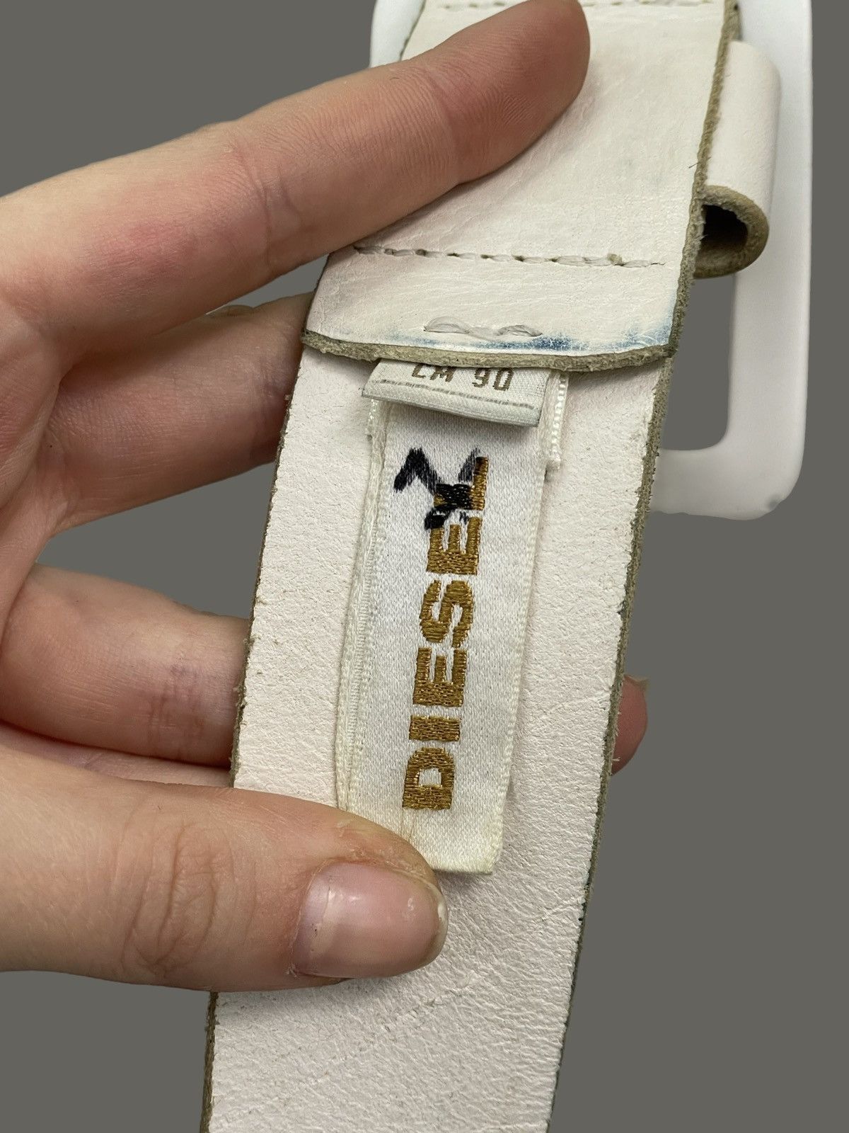 Diesel Diesel white leather belt Y2K big logo industrial style 90s Size ONE SIZE - 6 Thumbnail