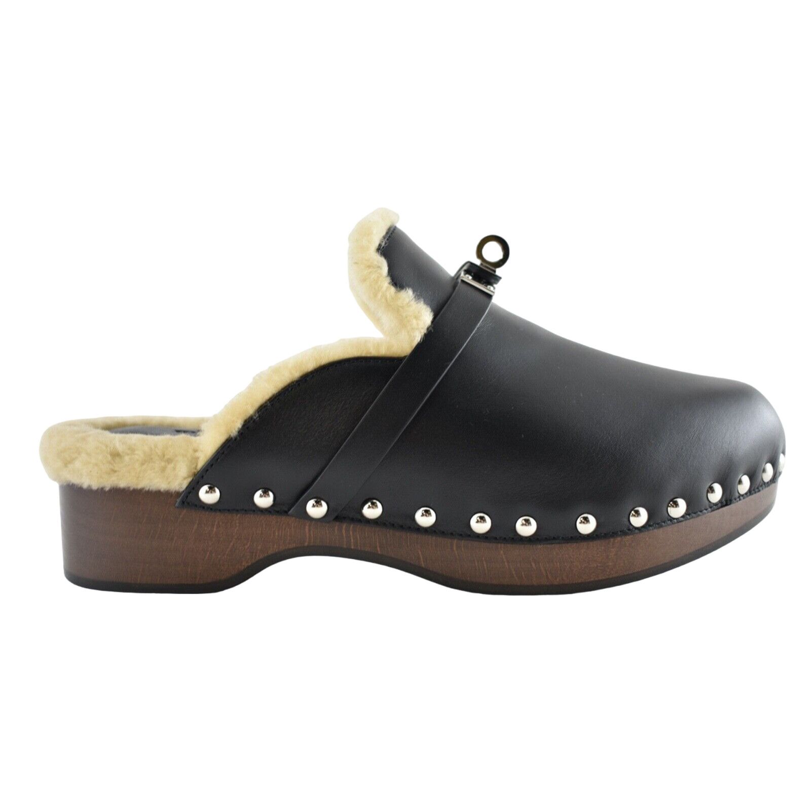 Hermes Hermes Mule Leather Kelly Lock Shearling Fur Slide Flat 37 Size US 7 / IT 37 - 1 Thumbnail