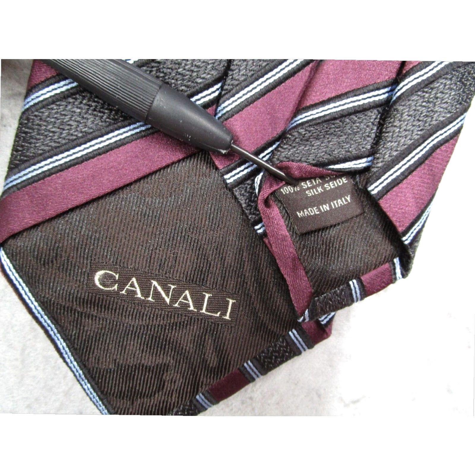 Canali Canali Silk Red Striped Classic Tie Mens Size ONE SIZE - 4 Thumbnail