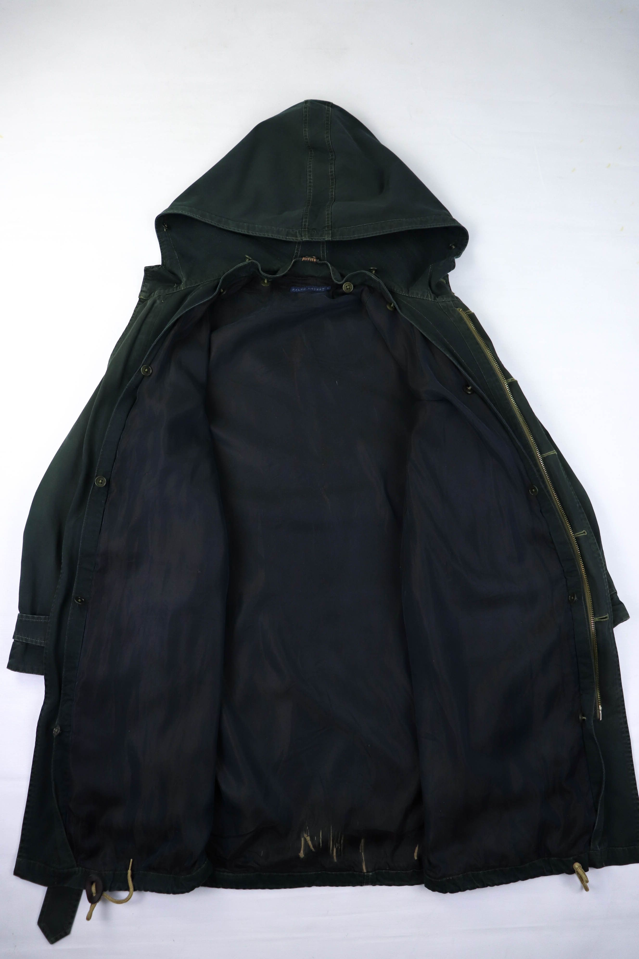 Ralph Lauren 90s Vintage Ralph Lauren Shearling Liner Green Belted Coat Size L / US 10 / IT 46 - 21 Thumbnail