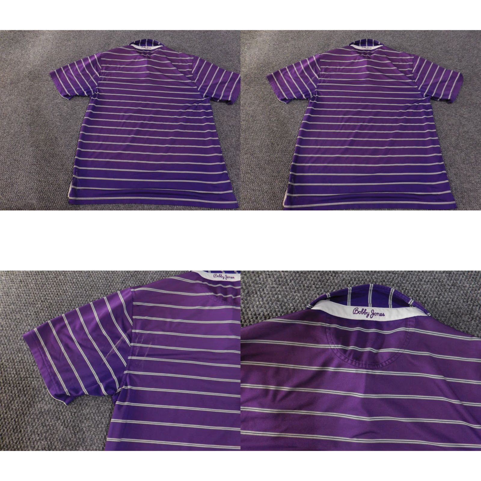 Vintage Bobby Jones Polo Shirt Mens XL Purple Striped Lightweight Performance Golf Breathable Moisture Wicking Classic Short Sleeve Size US XL / EU 56 / 4 - 8 Thumbnail
