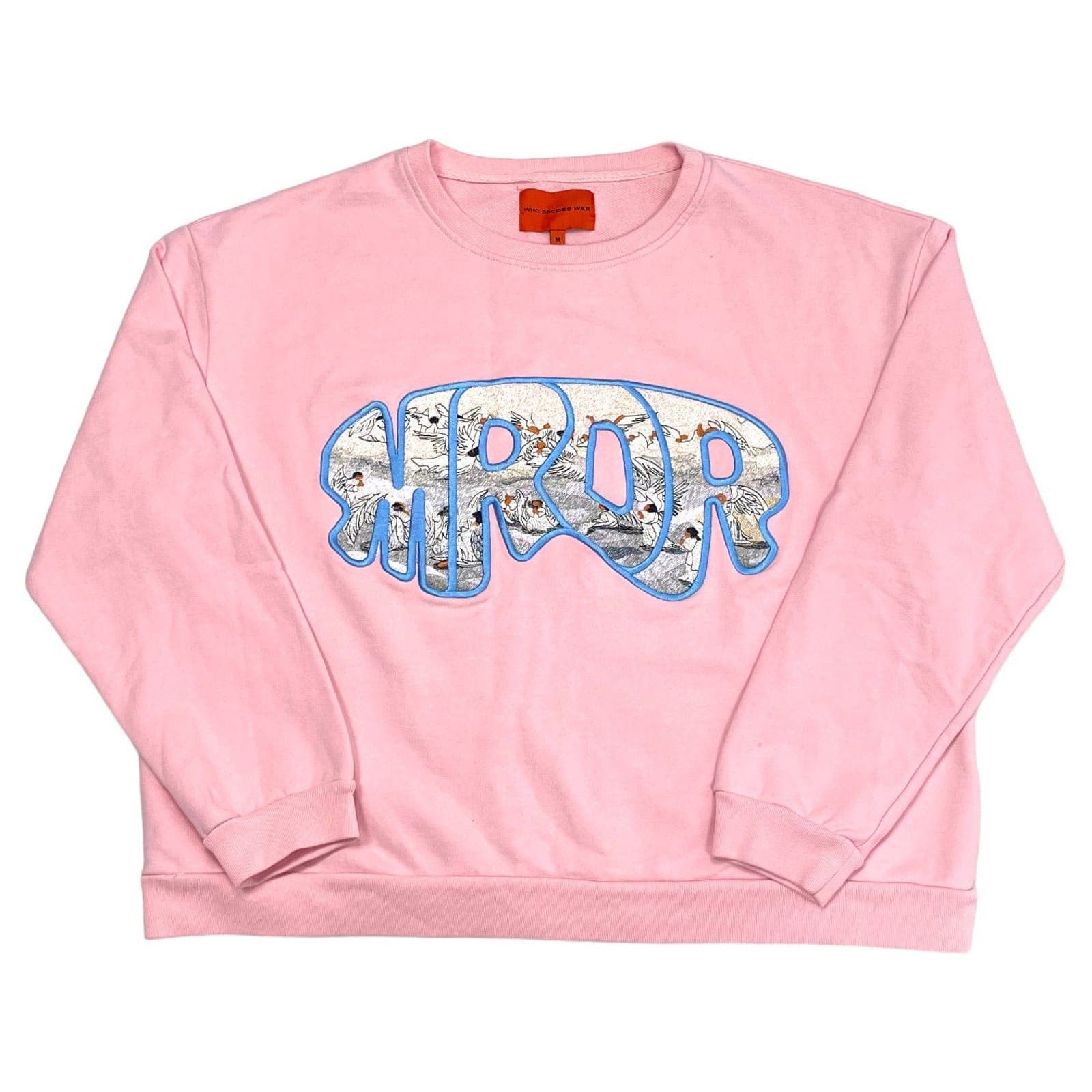 image of Who Decides War By Mrdr Brvdo Mrdr Crewneck Sweatshirt Rose, Men's (Size Medium)