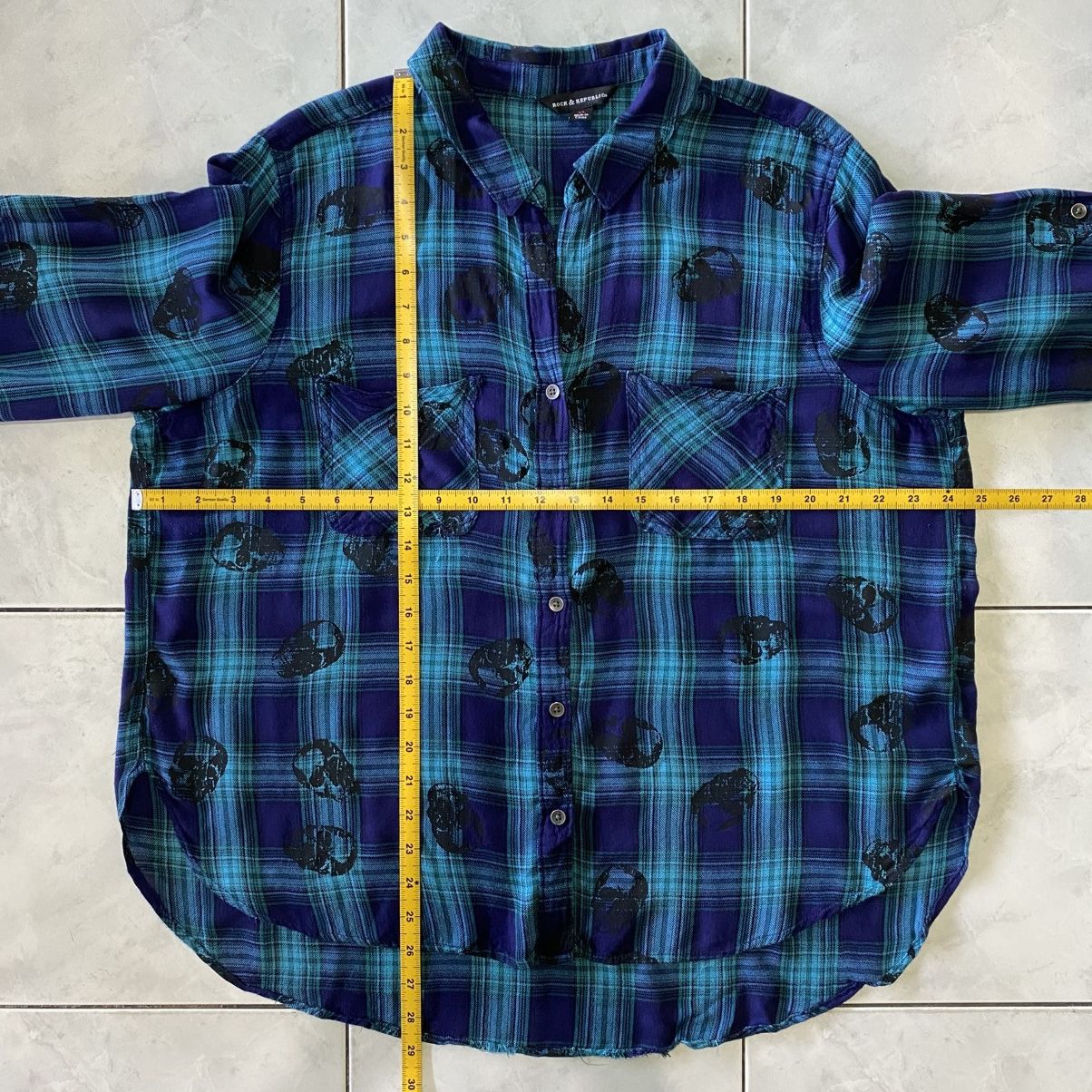 Rock & Republic Rock & Republic Skull Plaid Flannel Shirt Blue Grunge Y2K Size XL / US 12-14 / IT 48-50 - 16 Thumbnail