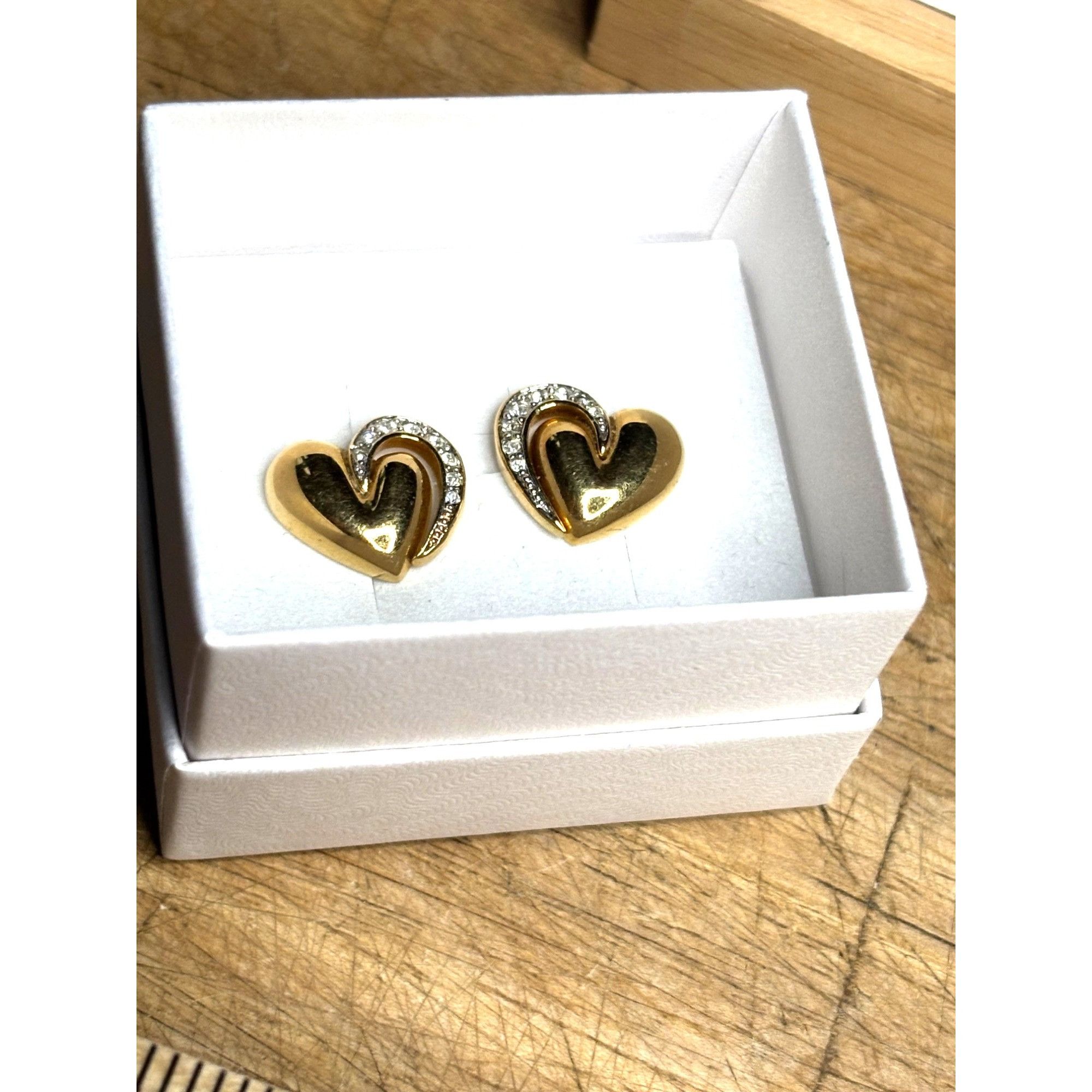 Other Gold & Rhinestone Heart-Shaped Earrings Size ONE SIZE - 8 Thumbnail