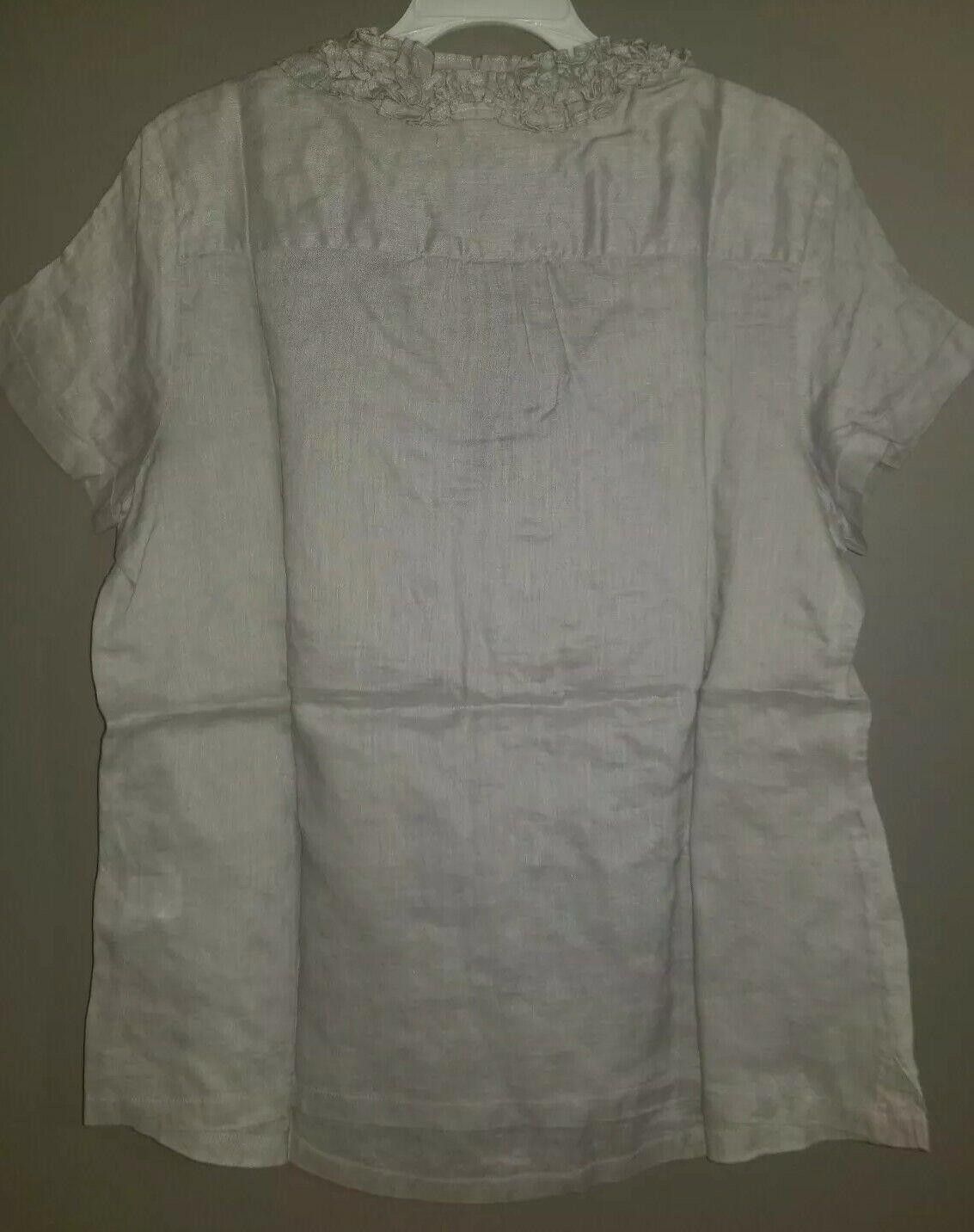 Designer NWT Talbots Ruffled Short Sleeve Shirt Size 14 Size XL / US 12-14 / IT 48-50 - 4 Thumbnail