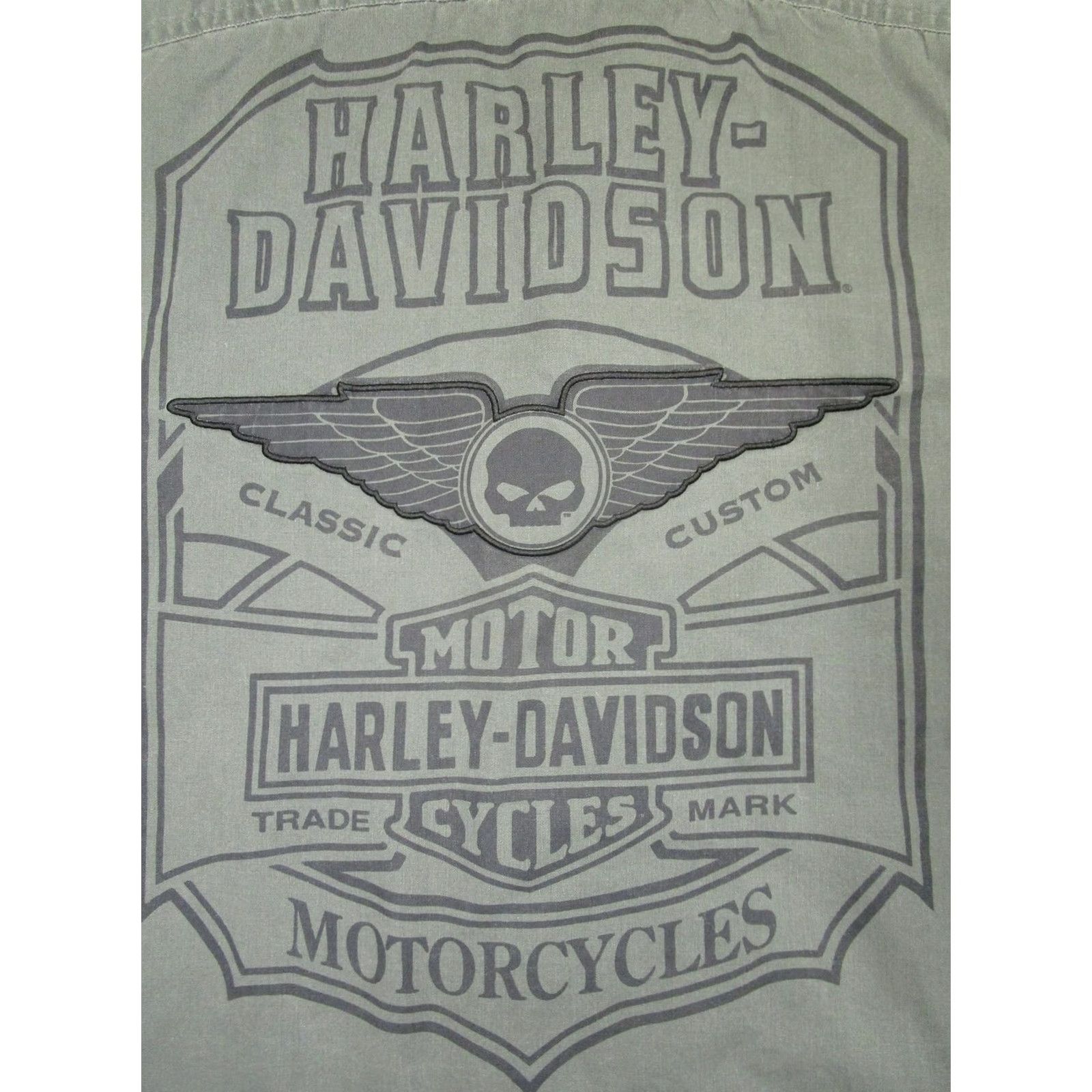 Harley Davidson Harley-Davidson Shirt Mens XL Gray Willie G Skull Button Up Short Sleeve Biker Size US XL / EU 56 / 4 - 4 Thumbnail