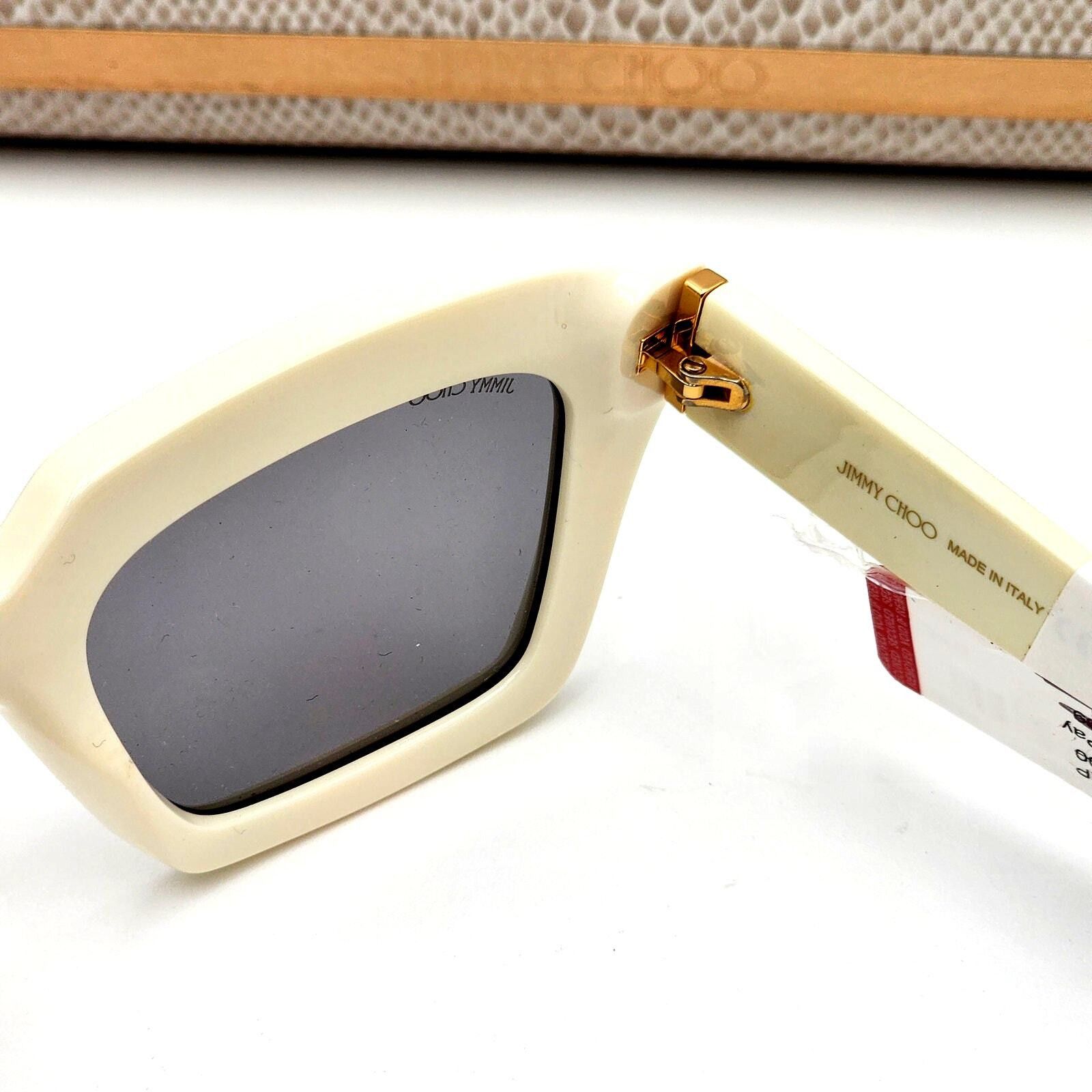 Jimmy Choo Jimmy Choo 51MM Embellished White/Ivory Rectangle Sunglasses Size ONE SIZE - 9 Thumbnail