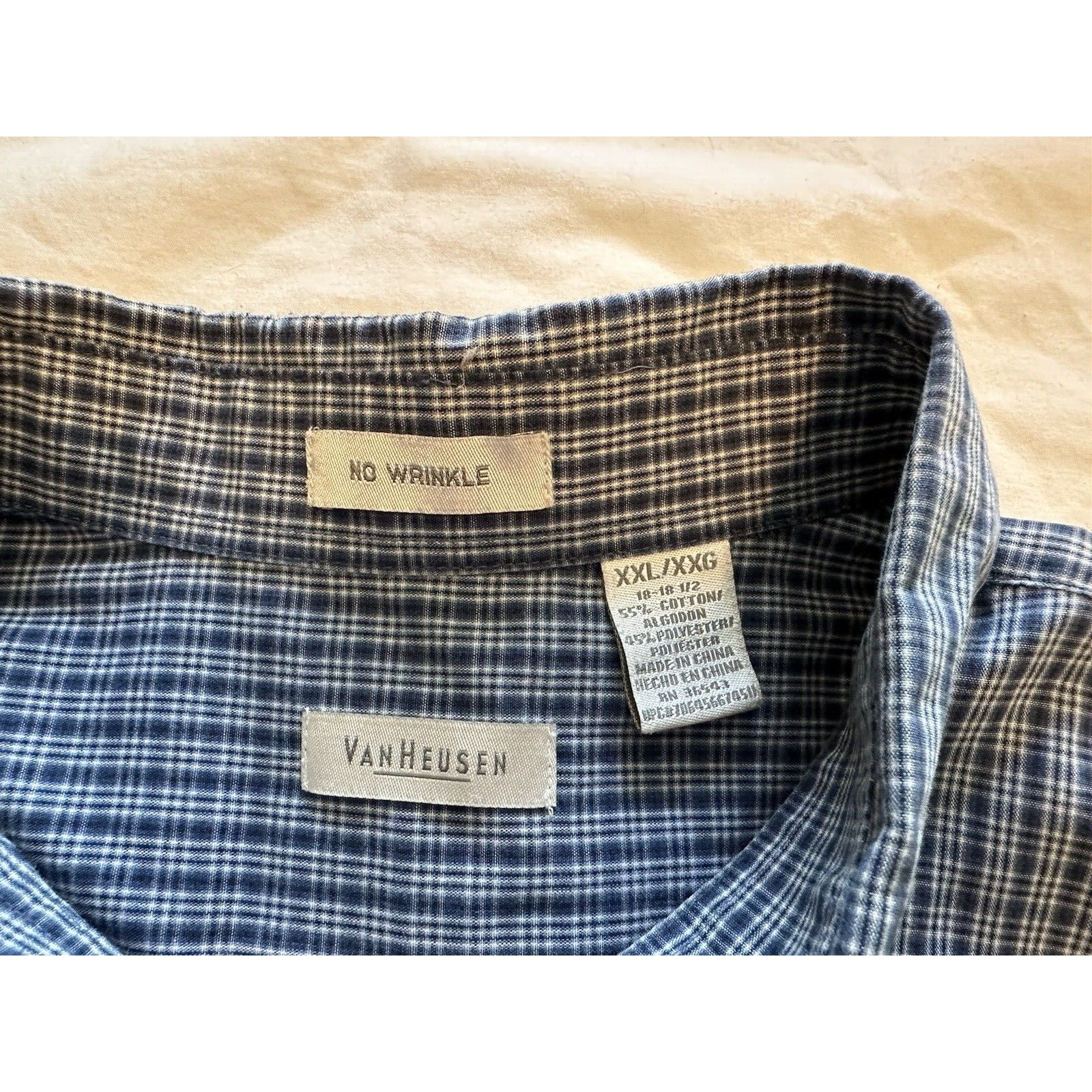 Van Heusen Van Heusen Button Shirt NoWrinkle Blue/Black/White Check XXL Size US XXL / EU 58 / 5 - 5 Thumbnail