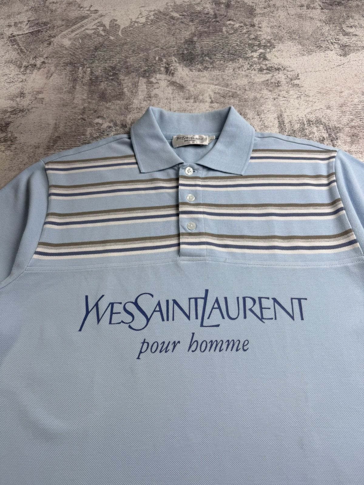 Yves Saint Laurent Yves Saint Laurent YSL Small Blue Cotton Luxury Big Logo Polo T Shirt Tee Jersey Size US S / EU 44-46 / 1 - 6 Thumbnail