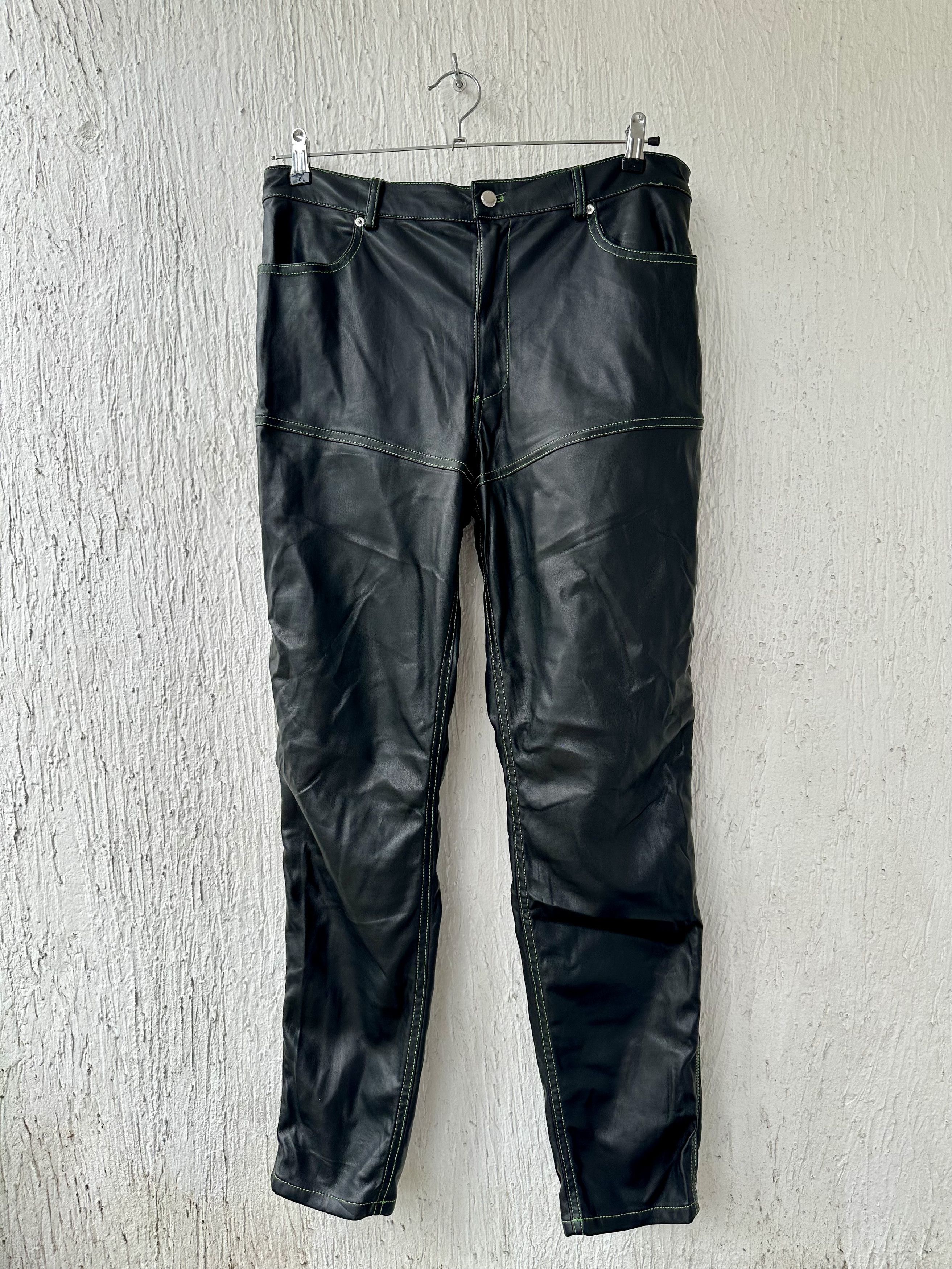 Eckhaus Latta BLACK FAUX-LEATHER PANELED PANTS Size US 34 / EU 50 - 1 Thumbnail