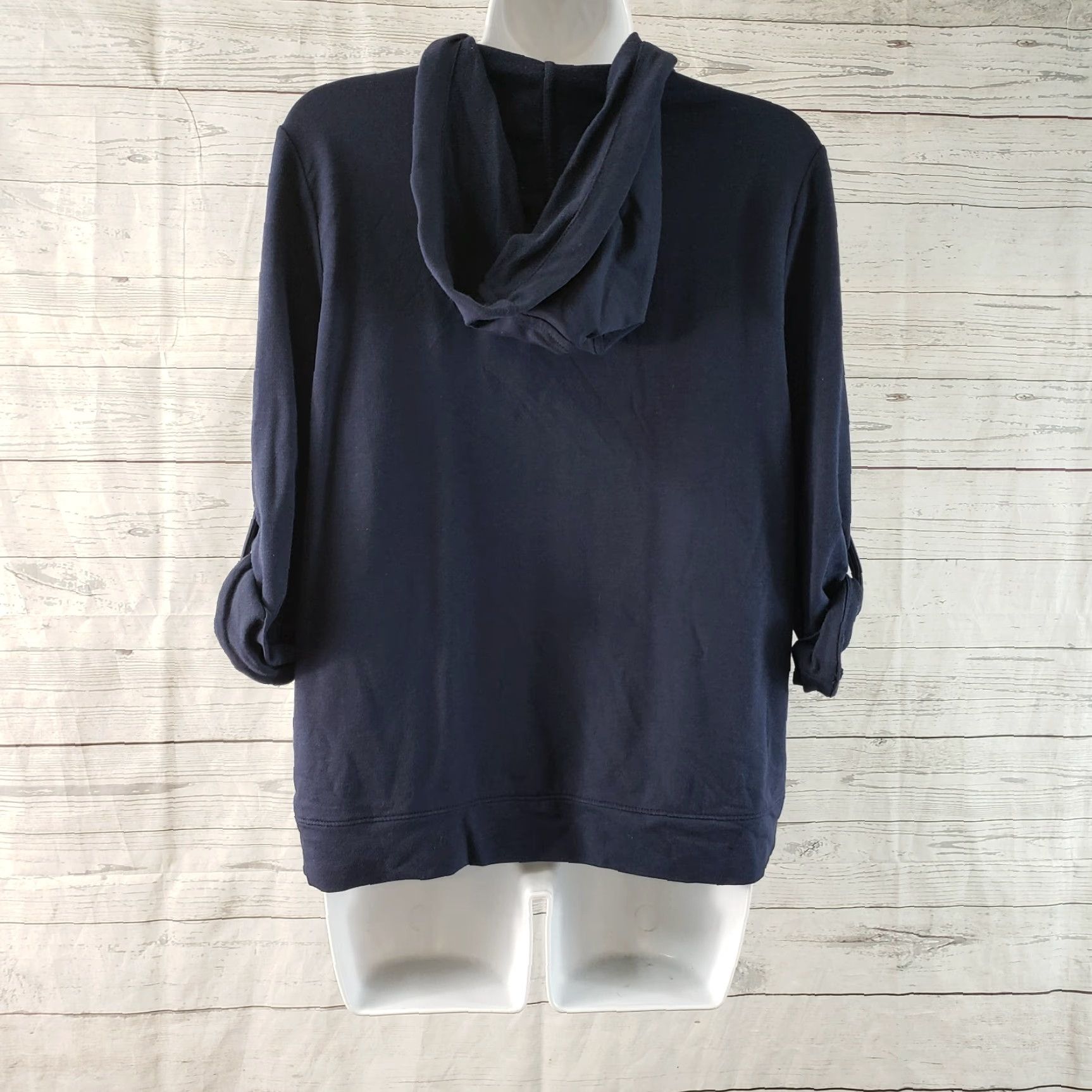 Vintage Chico's Zenergy Sweatshirt Jacket Sz S Blue 3/4 Sleeve Zip Full Zip Activewear Womens Size S / US 4 / IT 40 - 4 Thumbnail