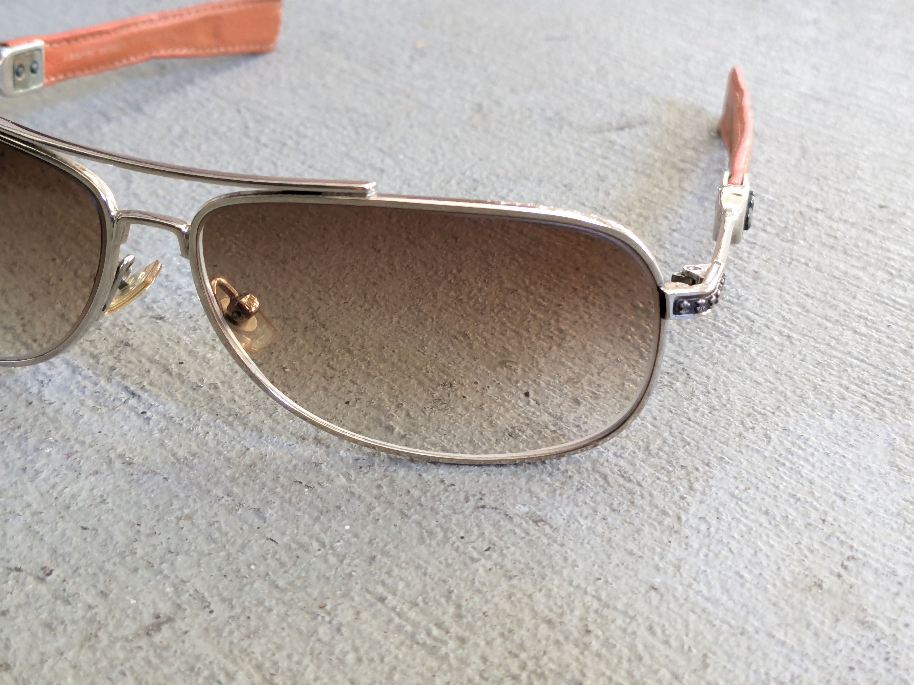 Chrome Hearts Chrome Hearts Sunglasses 'Kustom' Orange Leather Aviator Size ONE SIZE - 6 Thumbnail