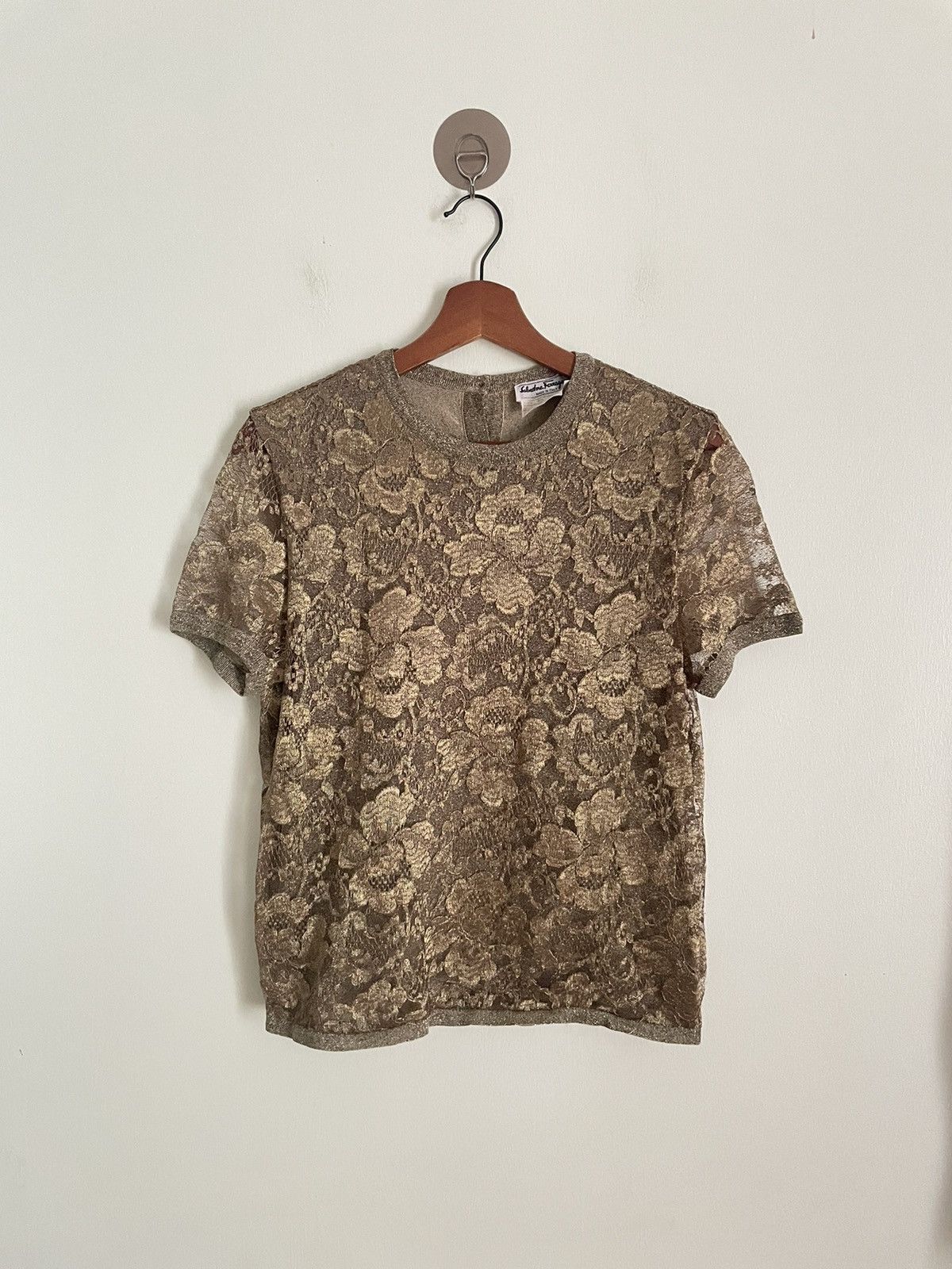 image of Archival Clothing x Salvatore Ferragamo Metal Knitted in Dark Gold, Women's (Size Medium)