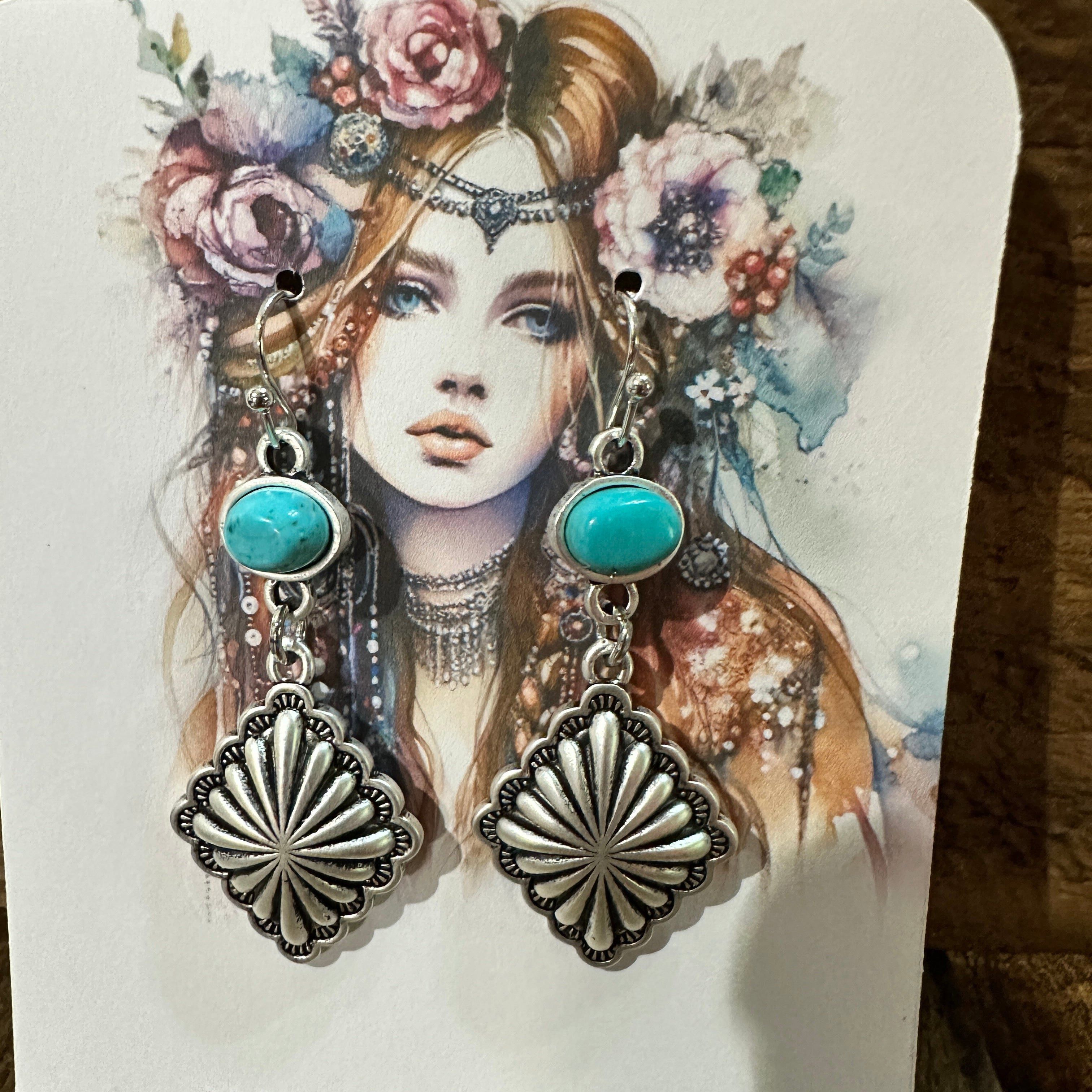 Other Concho Turquoise Drop Earrings, Southwestern Chic Design, Sh Size ONE SIZE - 3 Thumbnail