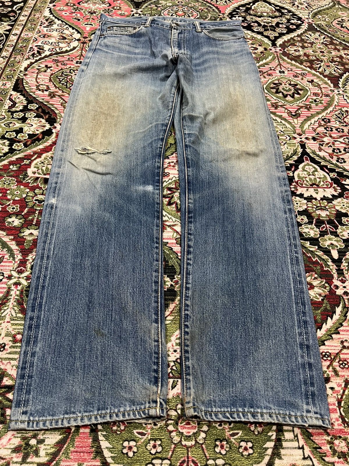 Levi's VINTAGE LEVIS 505 E LVC SELVEDGE DISTRESSED WASHED JEANS Size US 32 / EU 48 - 1 Thumbnail