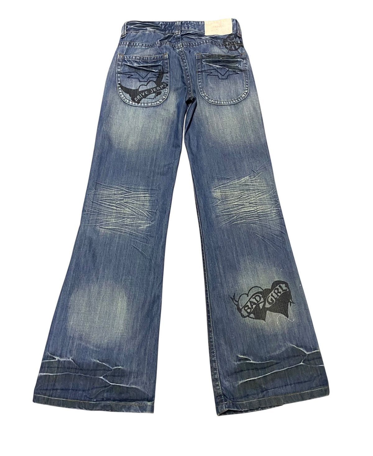 If Six Was Nine Rare Design Vintage Japanese Brand Drive Flared Jeans 2000s Size US 27 - 2 Thumbnail