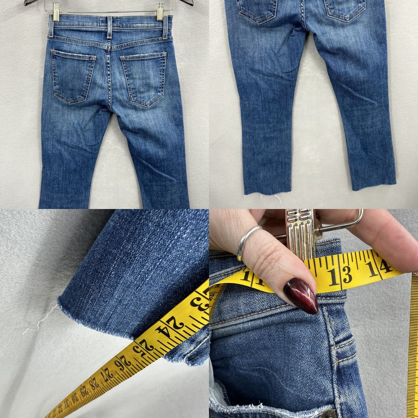 Vintage Current/Elliott Jeans Women's 23 The Kick Jean Blue Medium Distressed Ankle Denim Designer Size 40" / US 18 - 8 Thumbnail