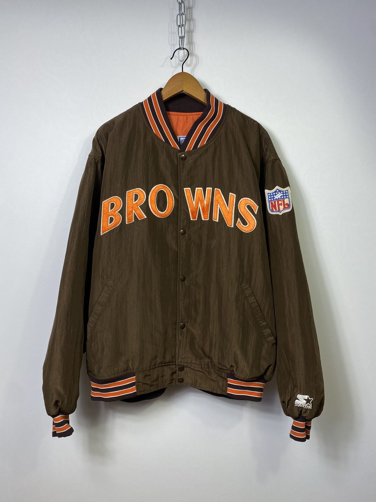 Pro Line × Starter × Vintage Vintage 90s Cleveland Browns Starter Satin Bomber Jacket Size US XXL / EU 58 / 5 - 1 Thumbnail