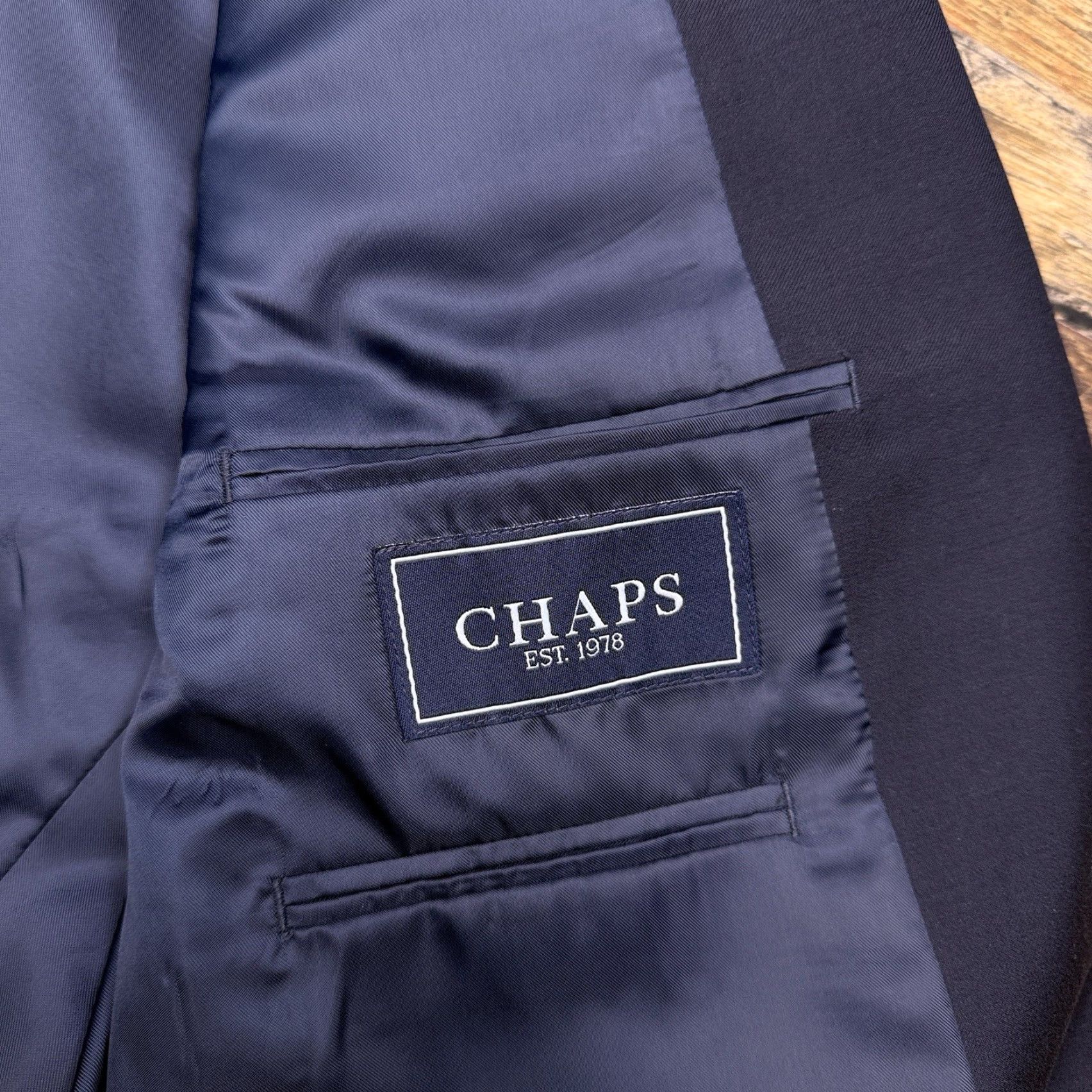 Chaps Chaps Sport Coat Blazer Navy Blue 42R Wool Four-Button Notch Lapel Regular Single-Breasted Dry Clean Only Men Size 42R - 4 Thumbnail