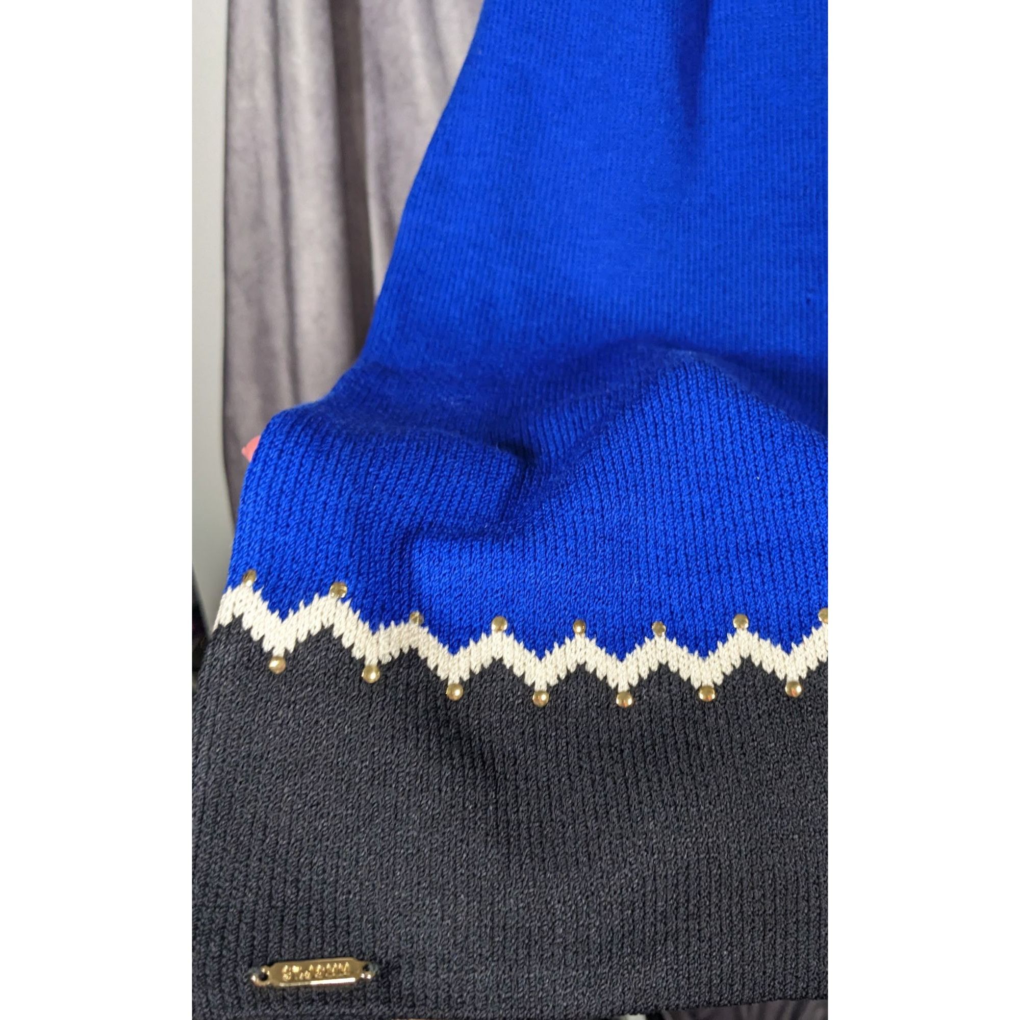 Other St. John Santana Blue And Black Knit Wool Scarf Size ONE SIZE - 11 Thumbnail
