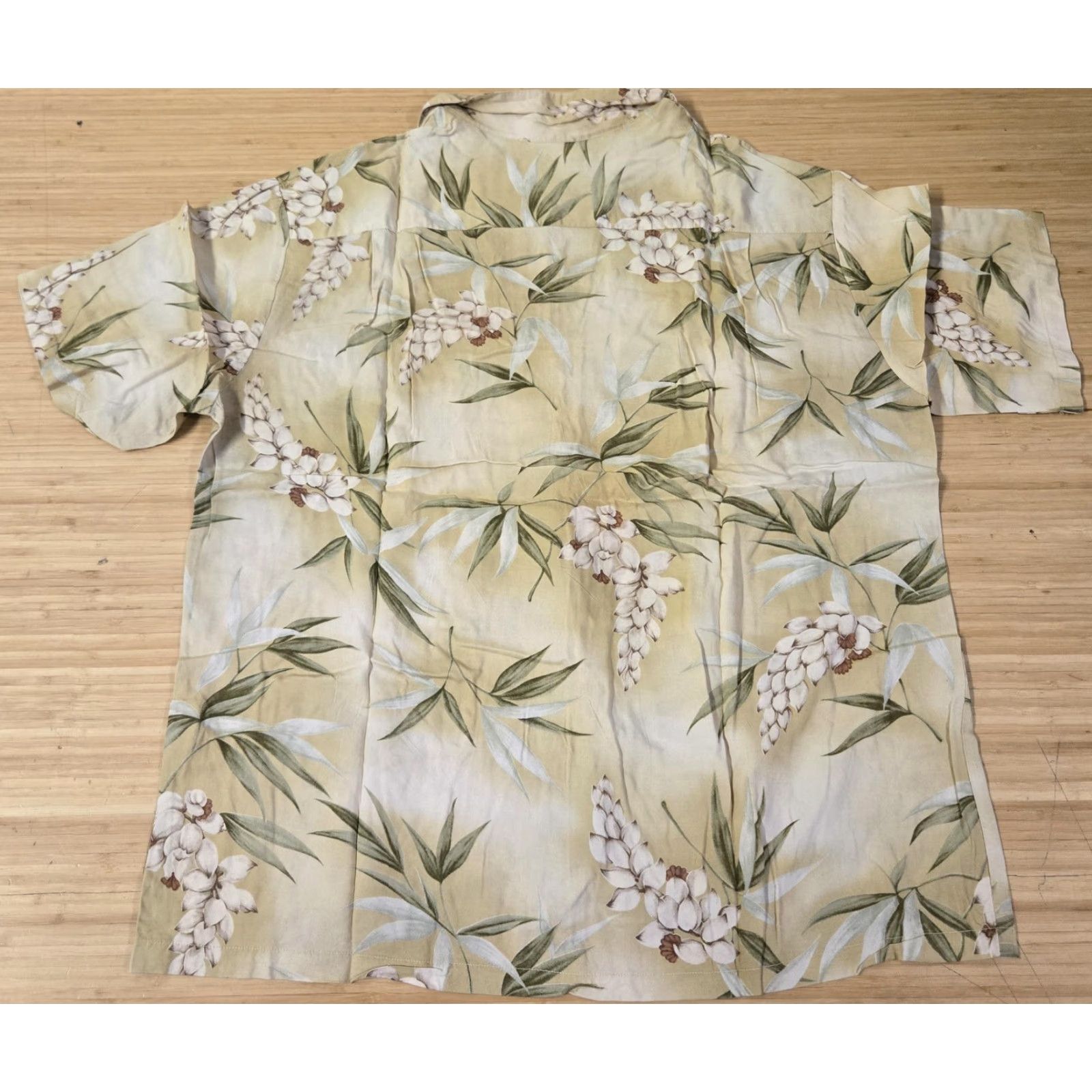 IOLANI Iolani Hawaii Shirt Mens Large Beige Green Hawaiian Aloha Camp Button Up Bamboo Shirt Size US L / EU 52-54 / 3 - 5 Thumbnail