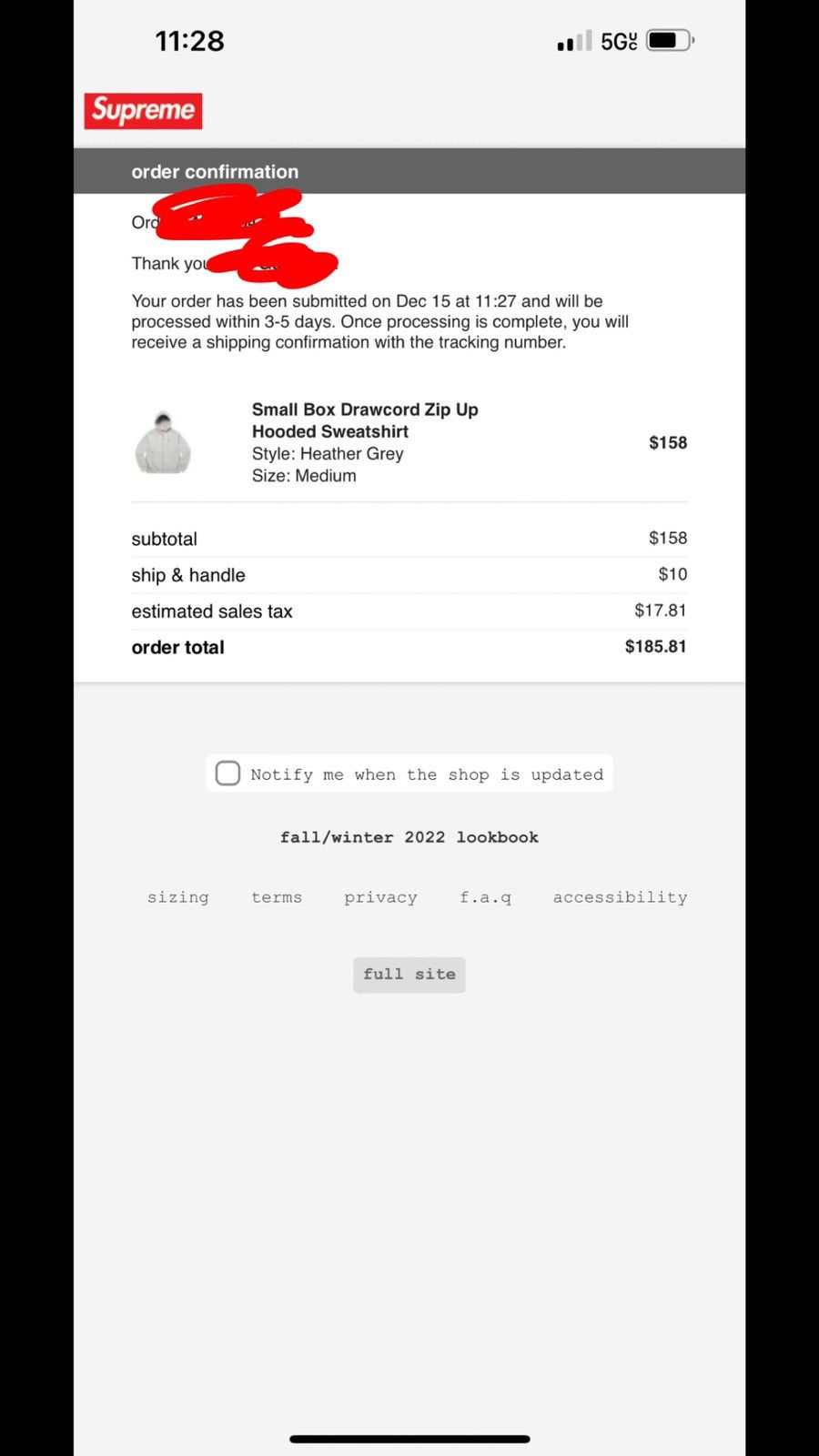Supreme Supreme small box drawcord zip up FW22 Size US M / EU 48-50 / 2 - 9 Thumbnail